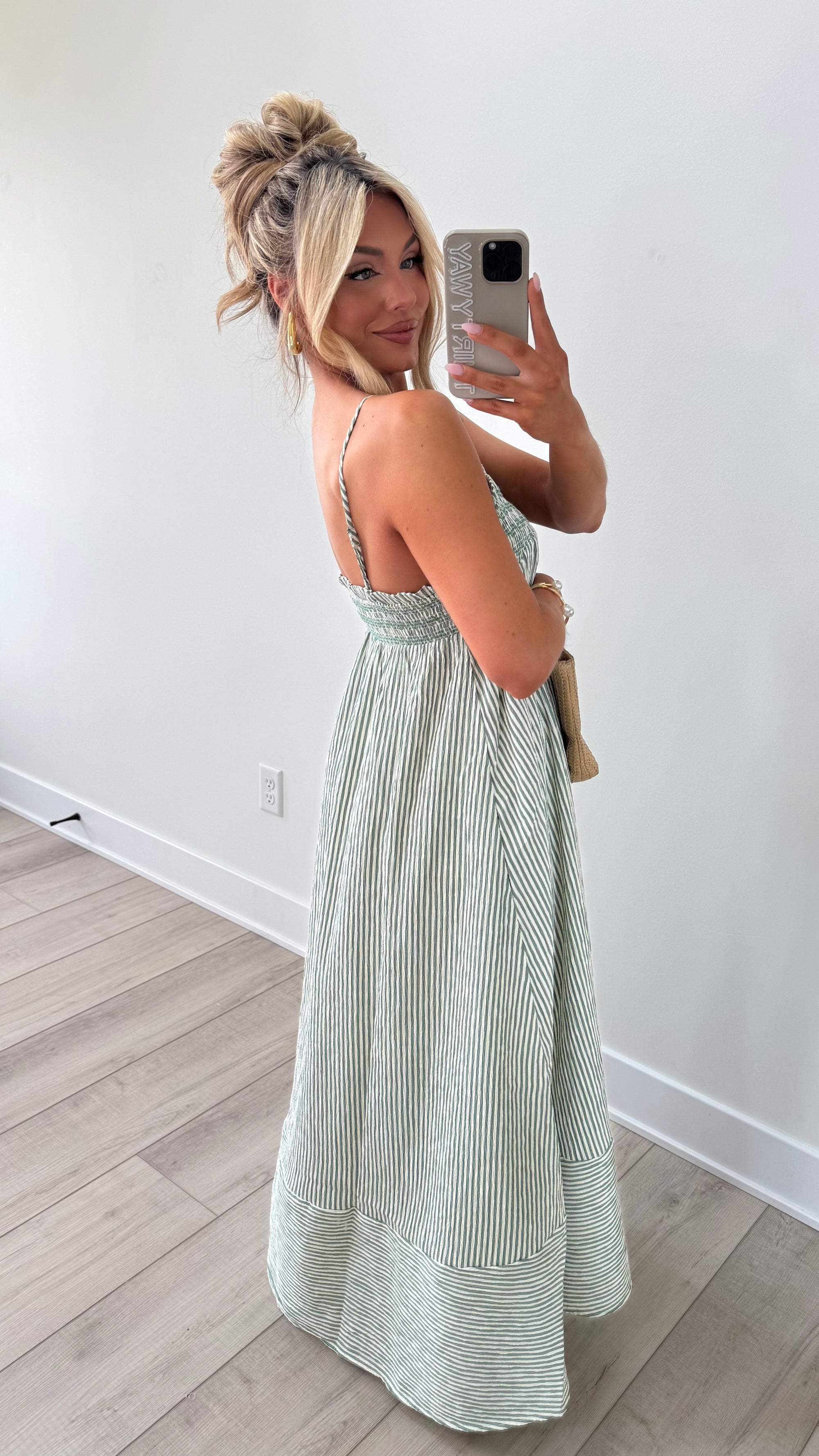 DRIFTWOOD STRIPED MAXI DRESS Green