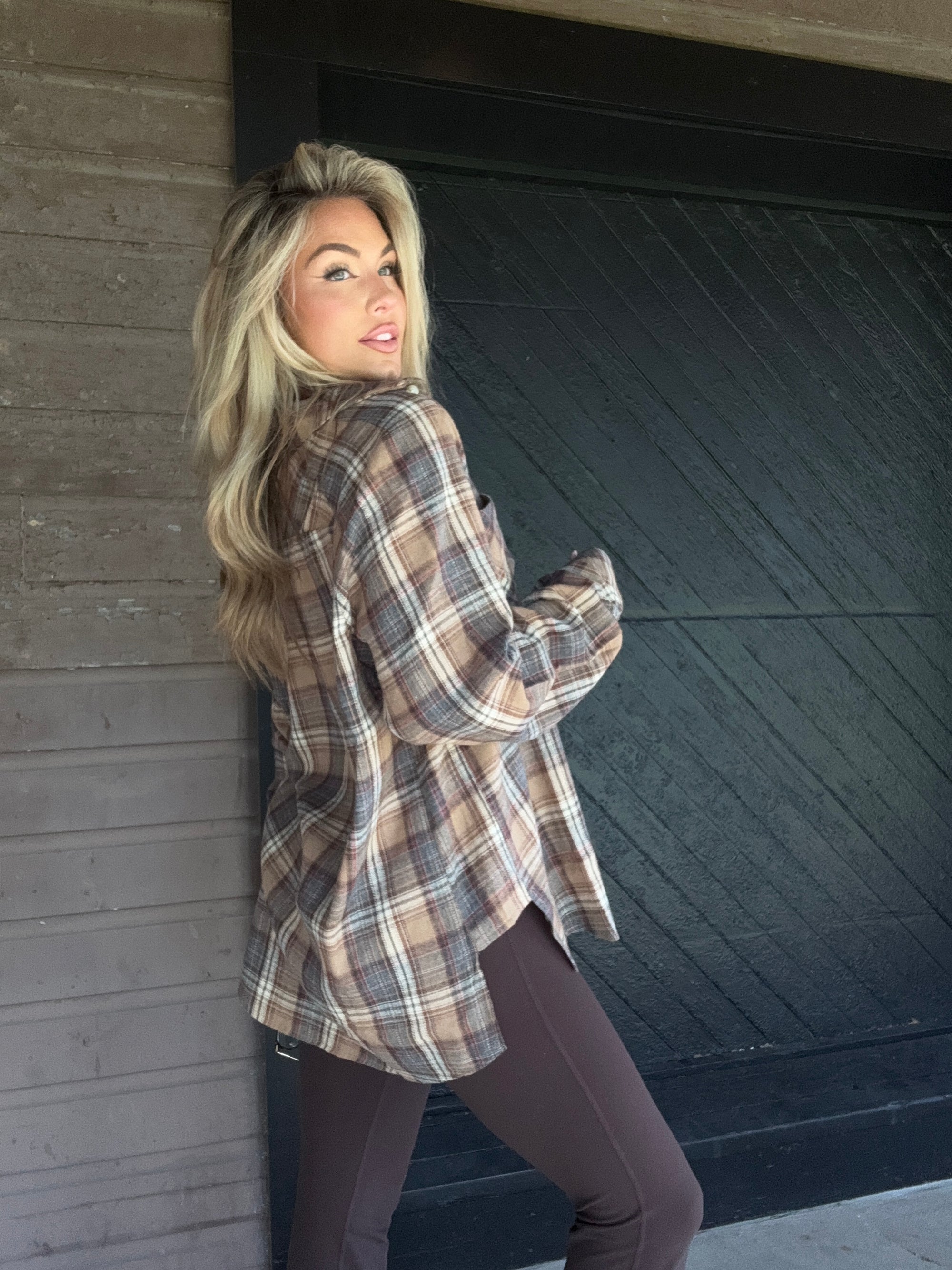 CABELLA OVERSIZED PLAID FLANNEL OAT