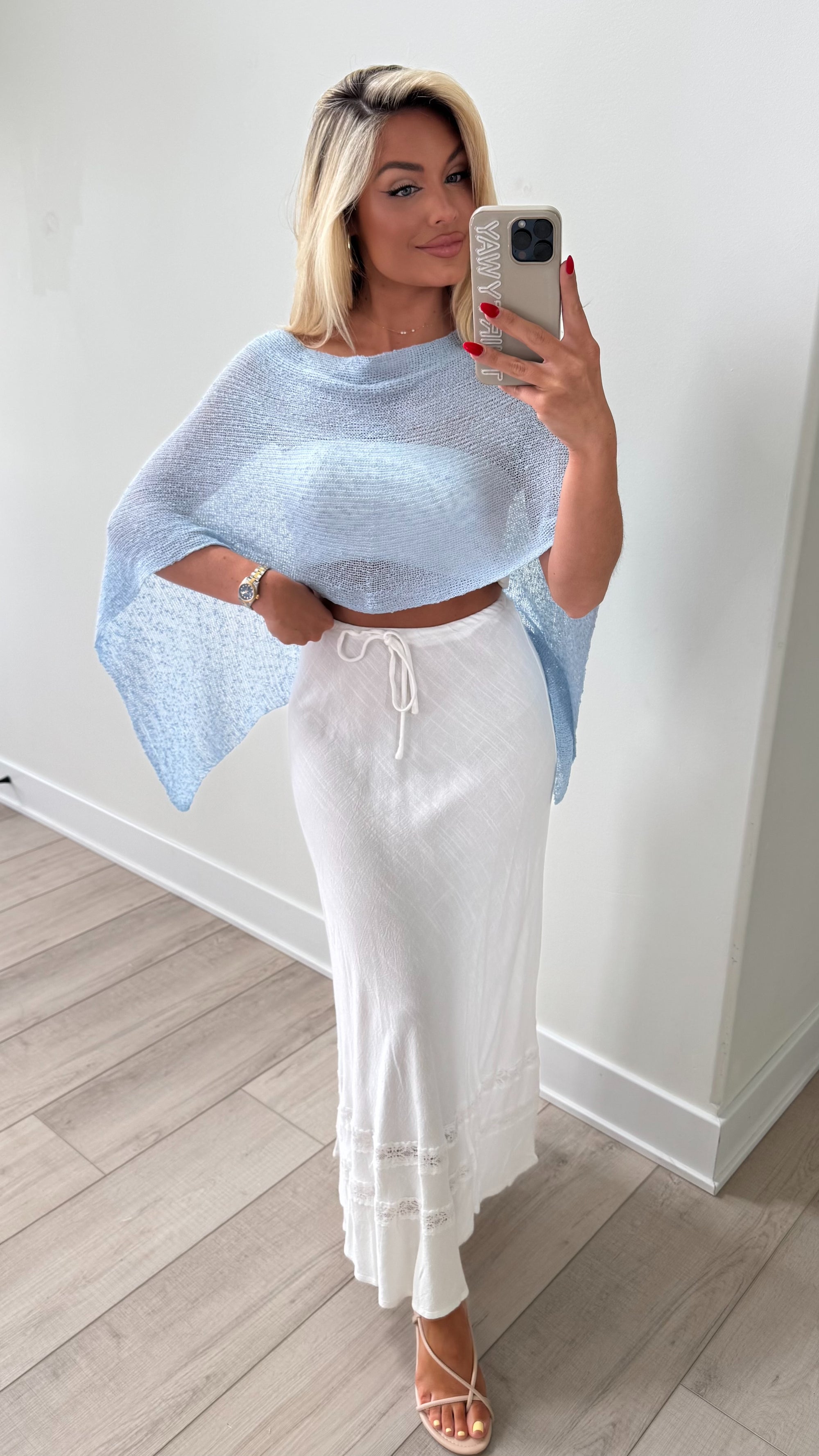 CHAROLETTE LACE TRIM MAXI SKIRT WHITE