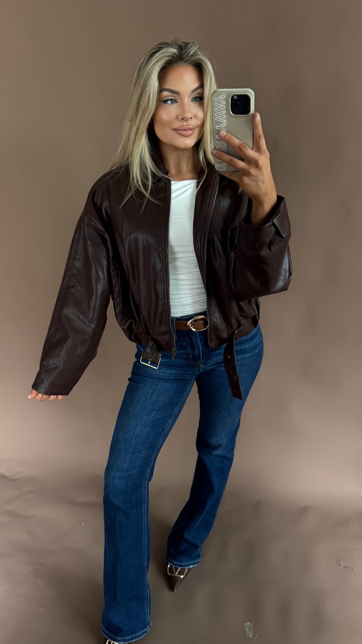 HAILEY FAUX LEATHER JACKET DEEP BURGUNDY