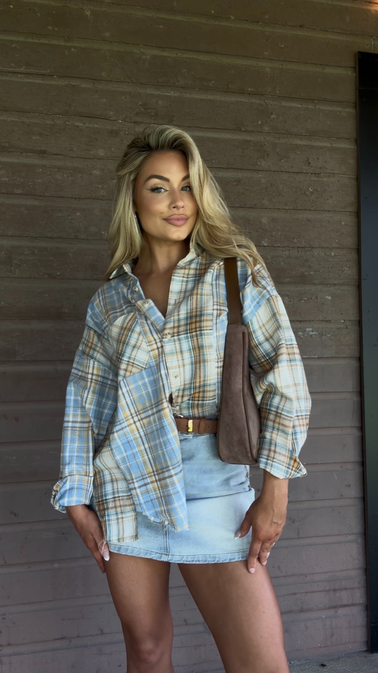 CABELLA PLAID OVERSIZED FLANNEL TAN