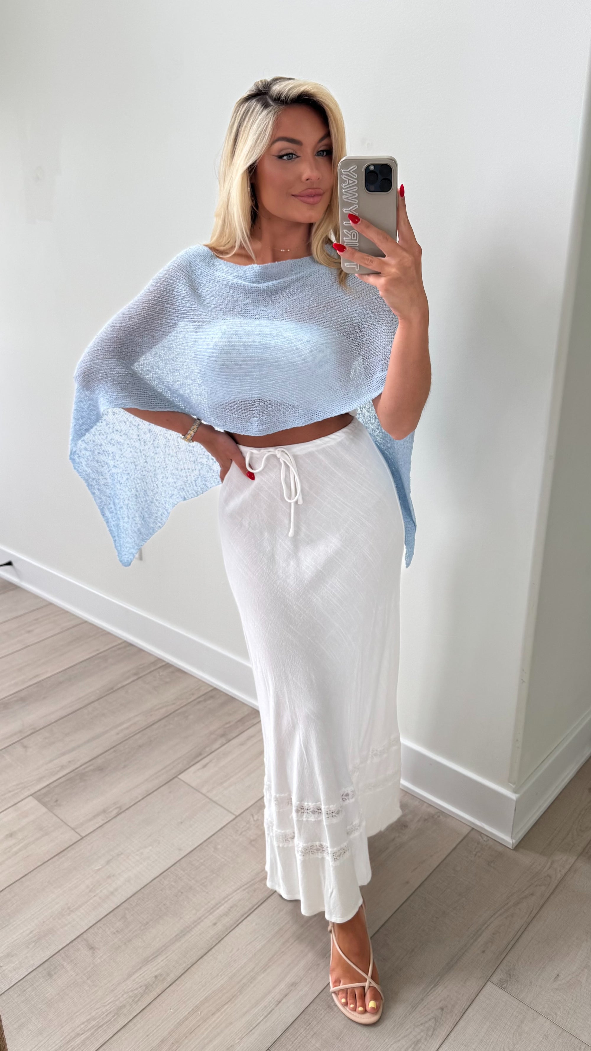 CHAROLETTE LACE TRIM MAXI SKIRT WHITE