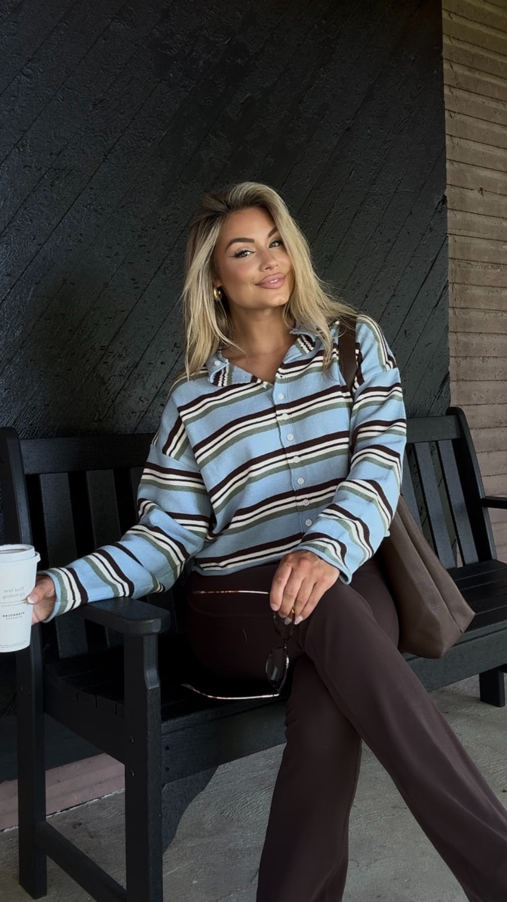 CEDAR MULTI STRIPED CARDIGAN BABY BLUE