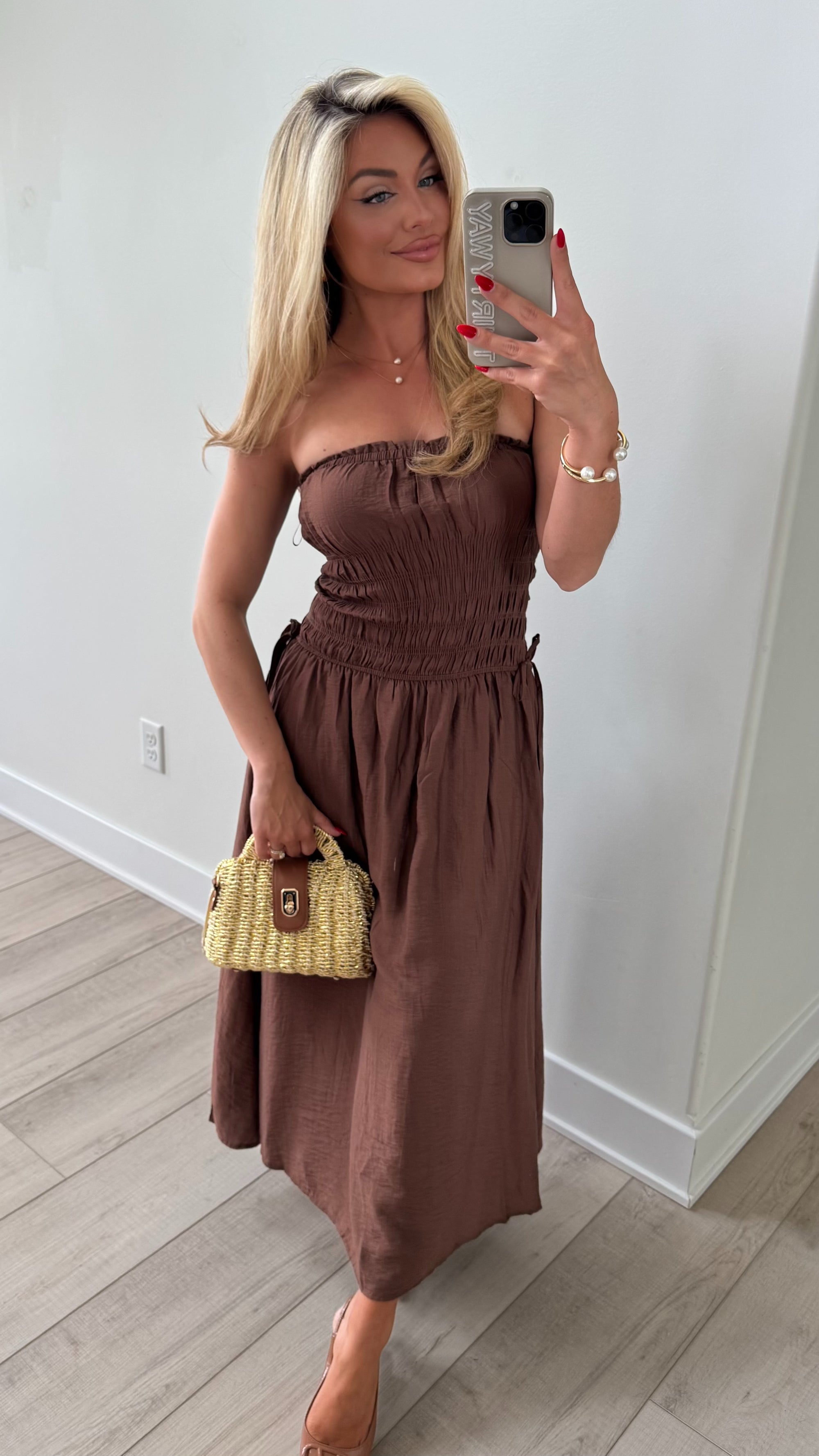 TAWNY STRAPLESS MAXI DRESS