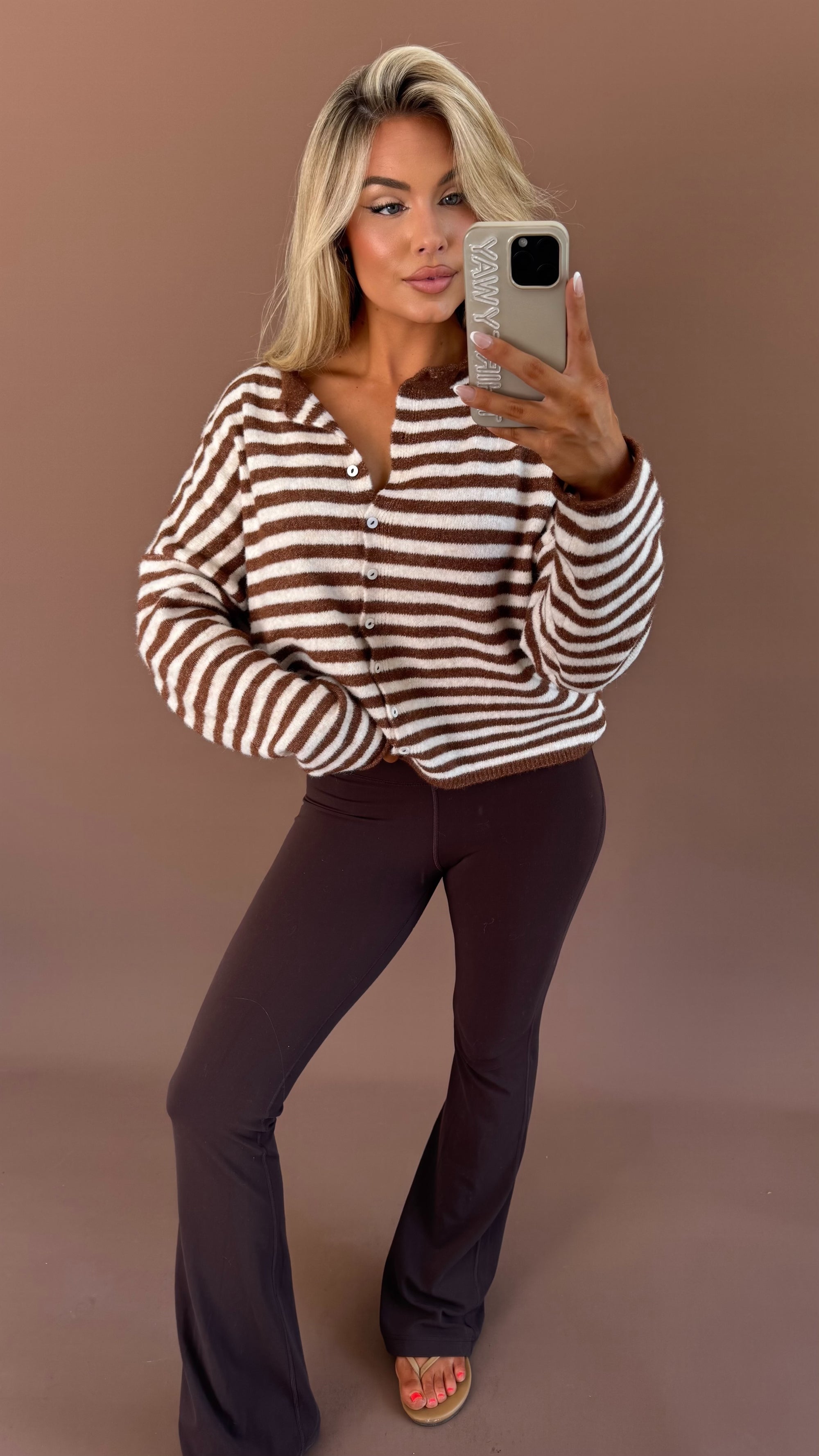 EAST COAST CARDIGAN BROWN STRIPE