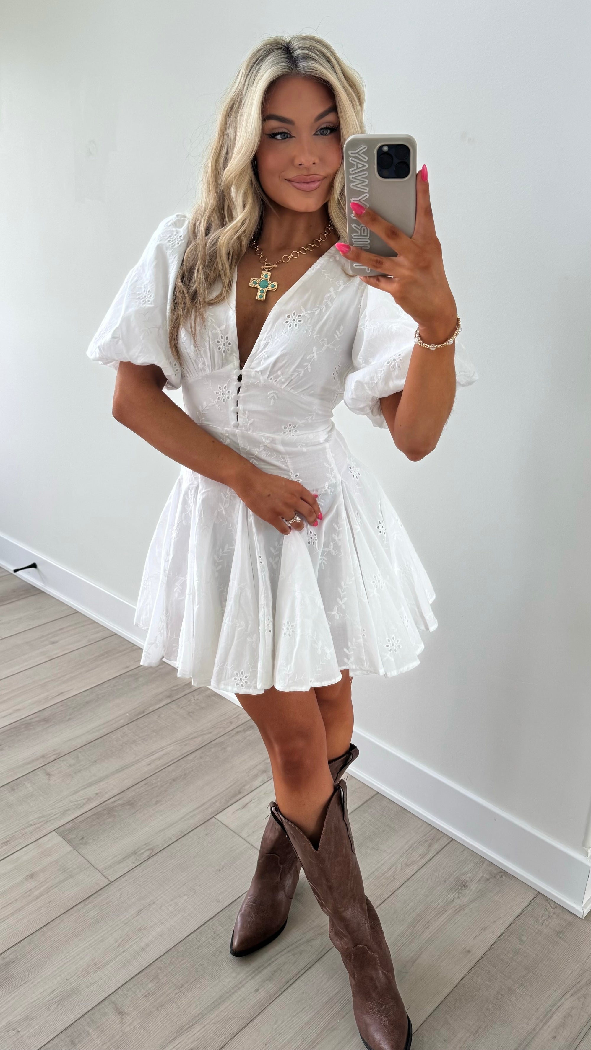 DALIAH EYELET MINI DRESS