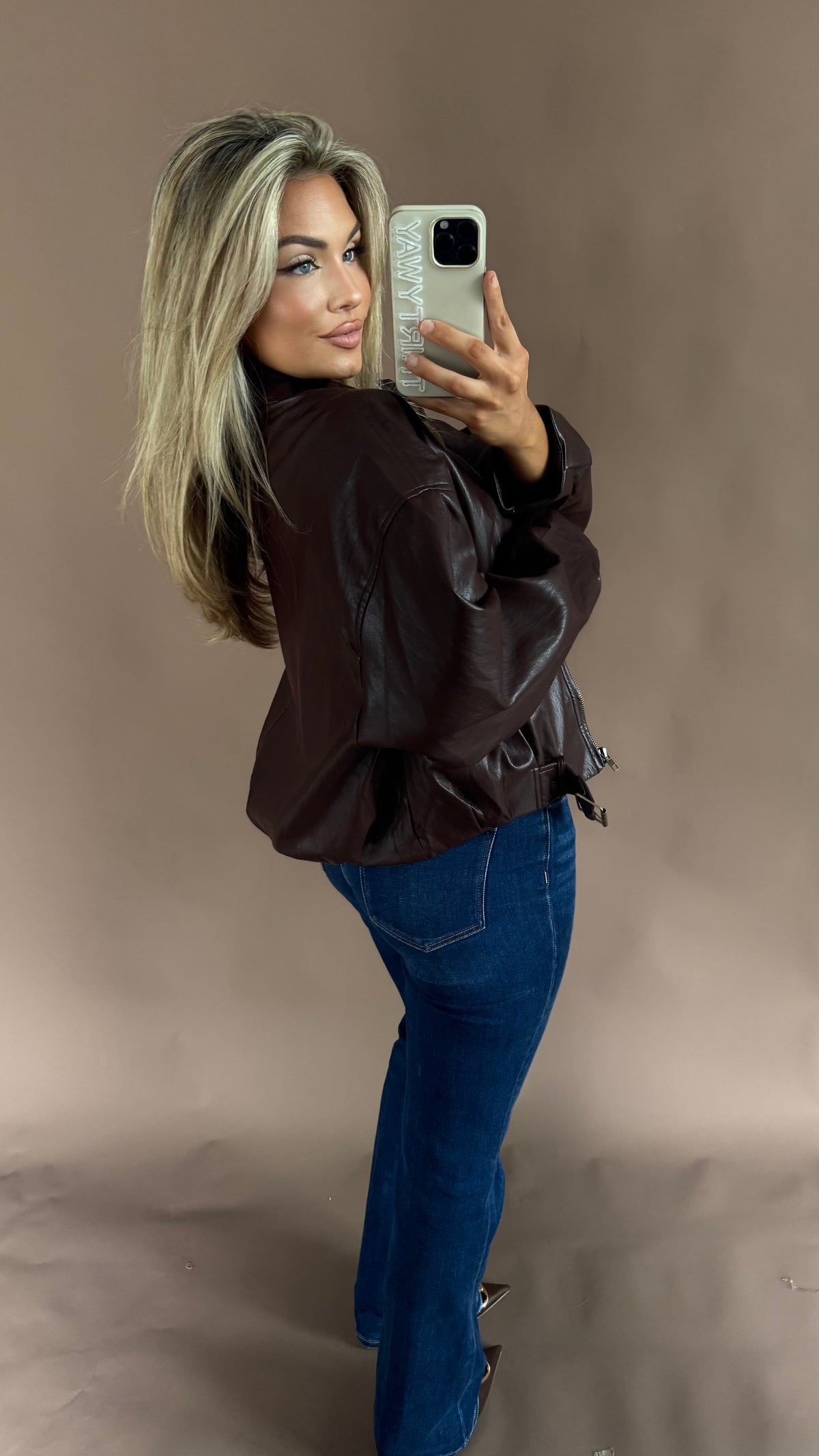 HAILEY FAUX LEATHER JACKET DEEP BURGUNDY