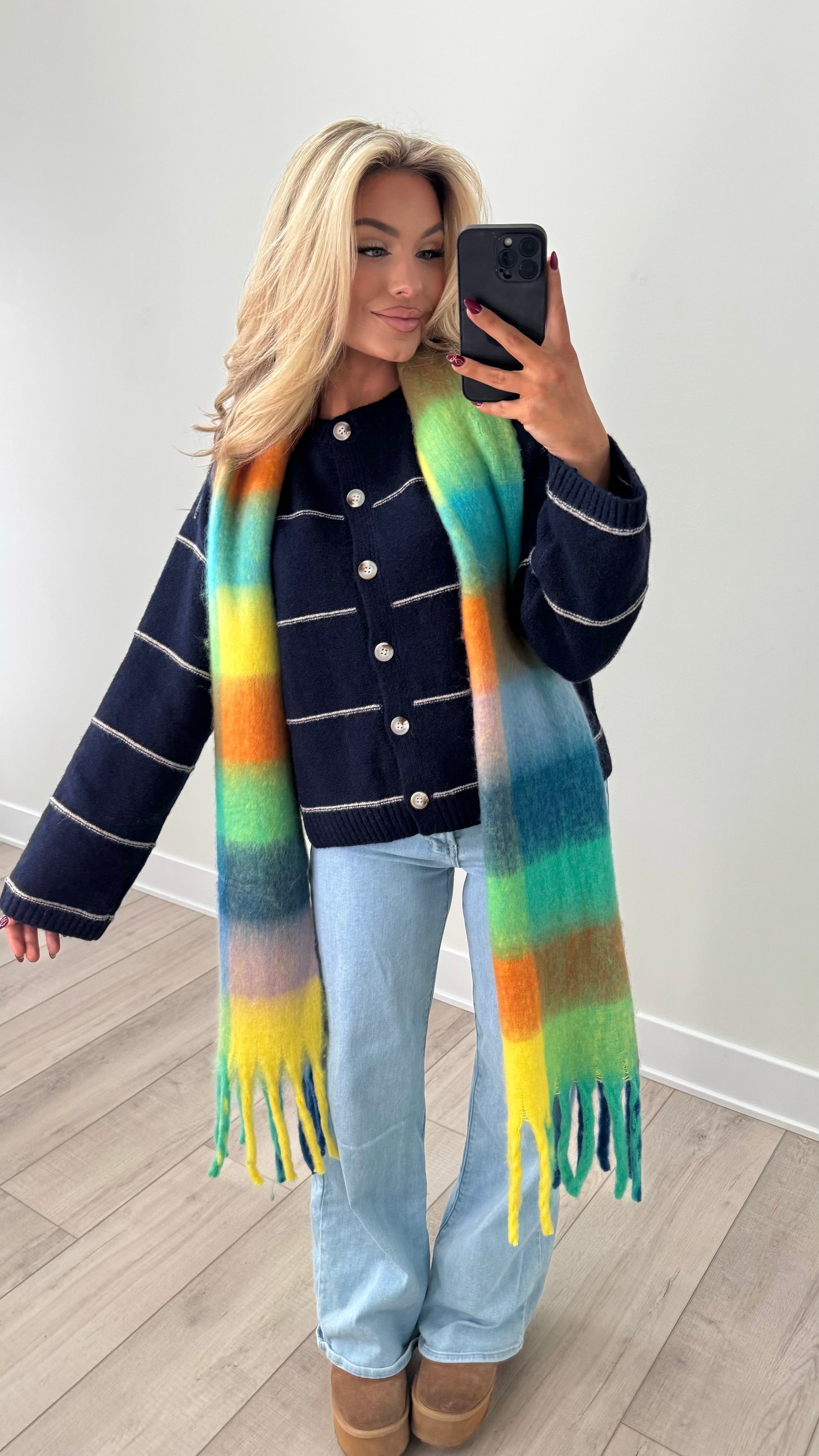 HENLEY STRIPED NAVY CARDIGAN