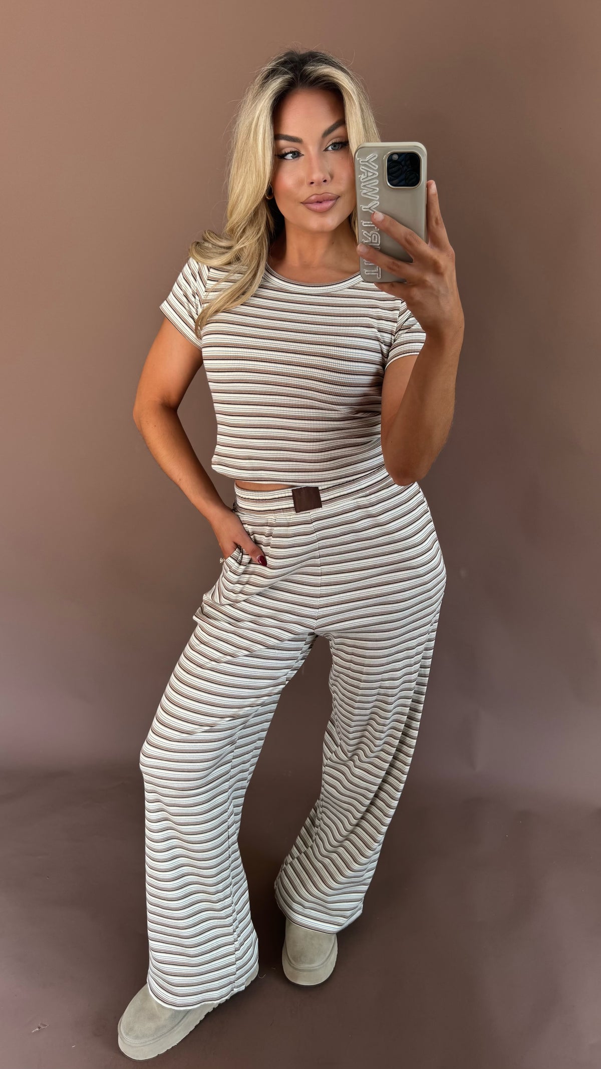 MAPLE HUES STRIPED LOUNGE PANT SET