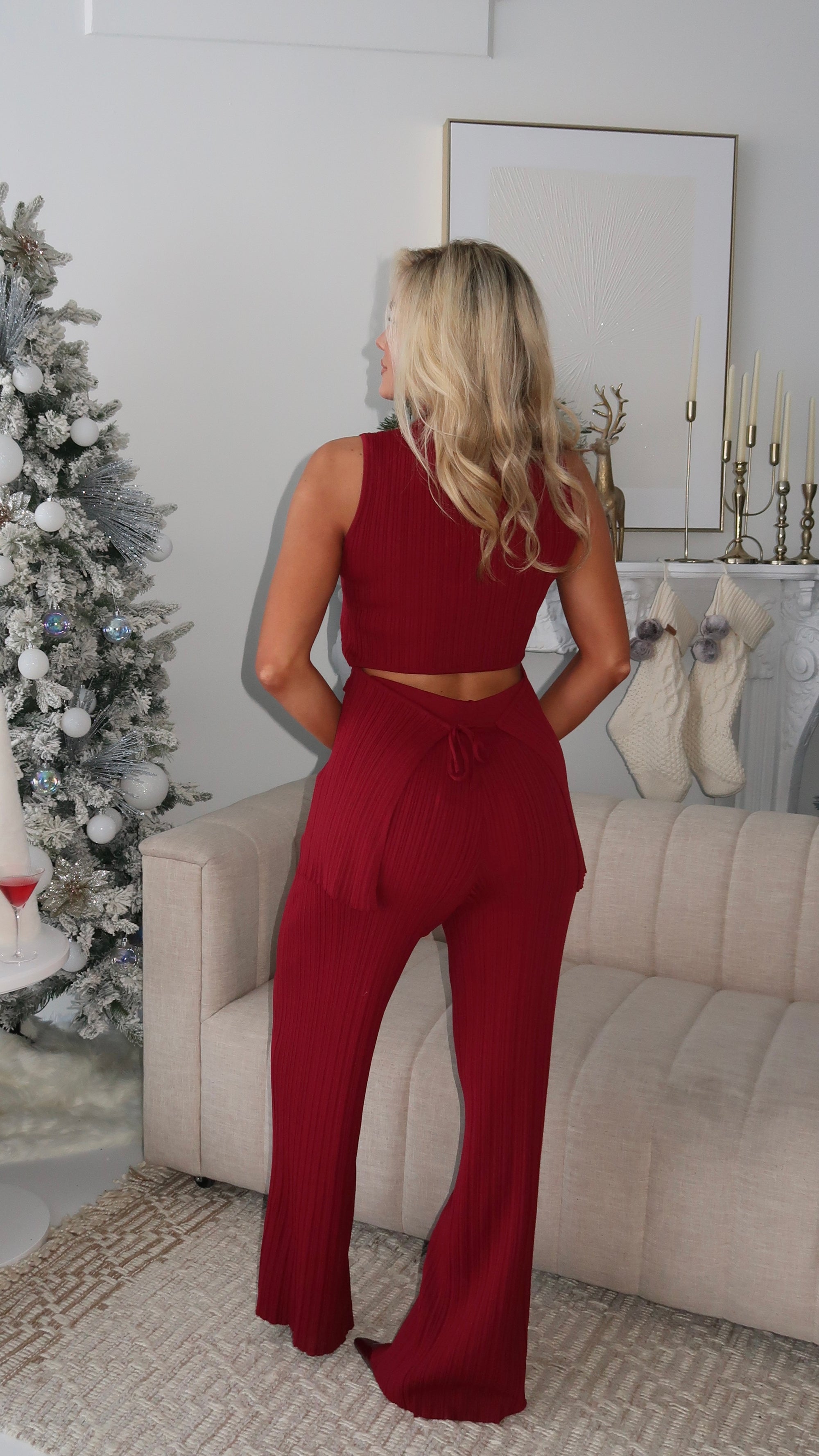 JENNIFER RIBBED TOP WINE