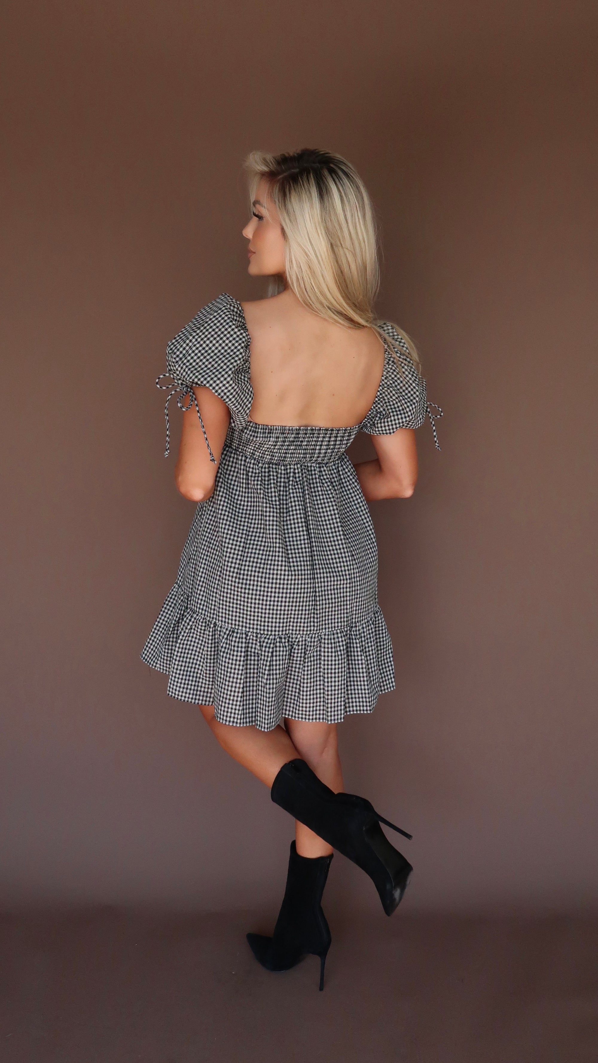 OCTOBER BLISS GINGHAM MINI DRESS