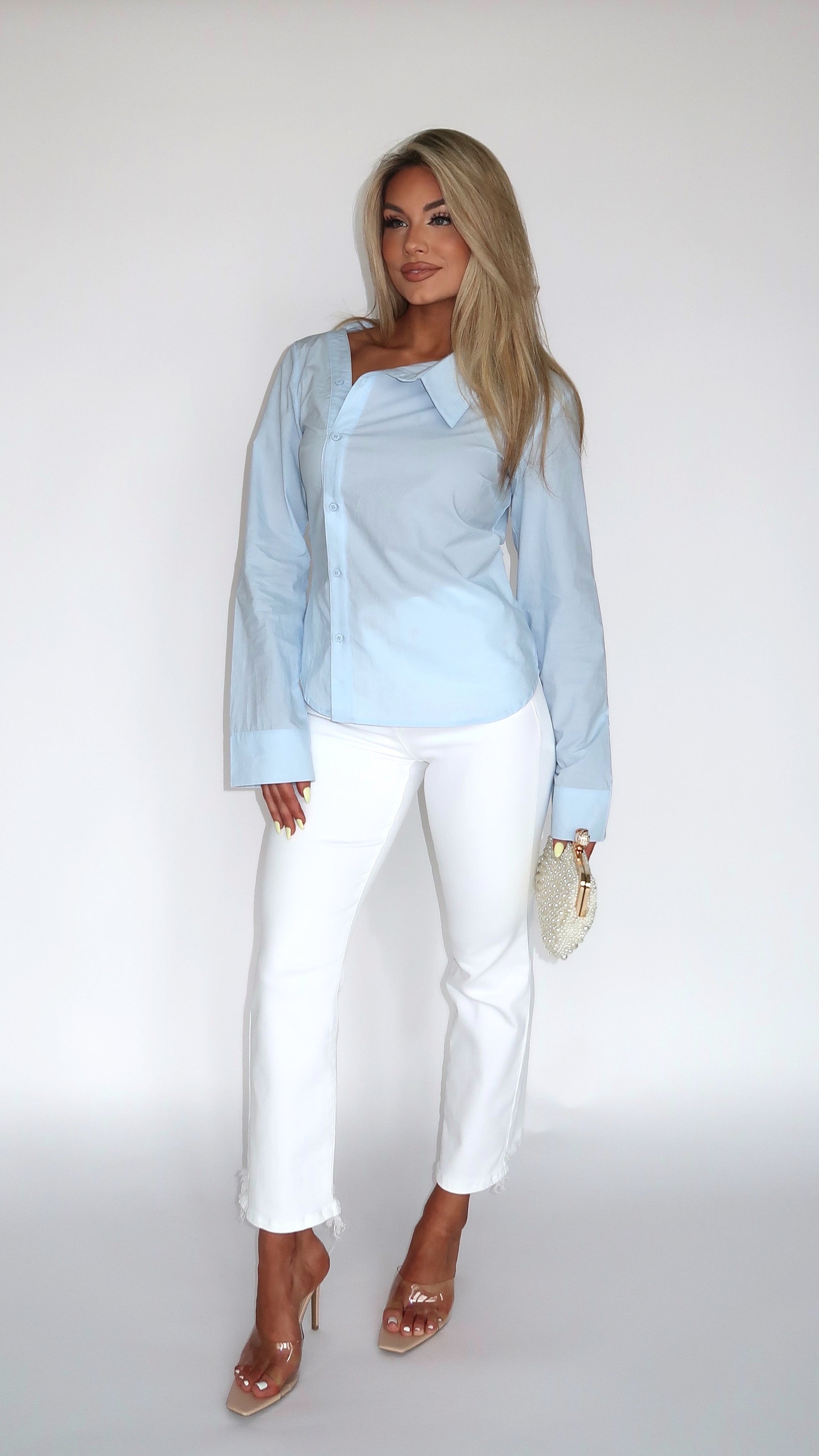 WATERSOUND ASYMMETRICAL BUTTON DOWN TOP