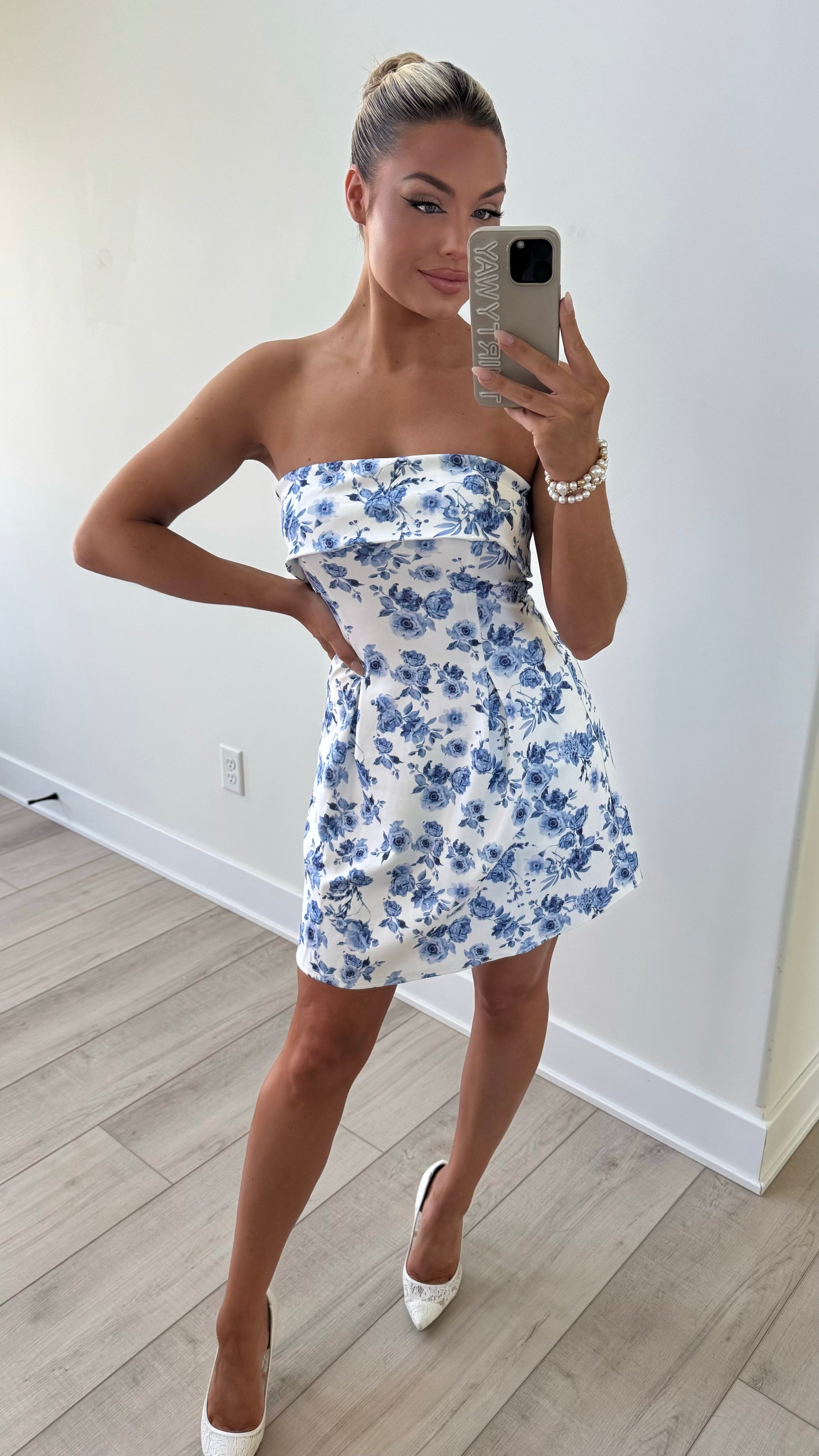 KEEPSAKE BLUE FLORAL MINI DRESS