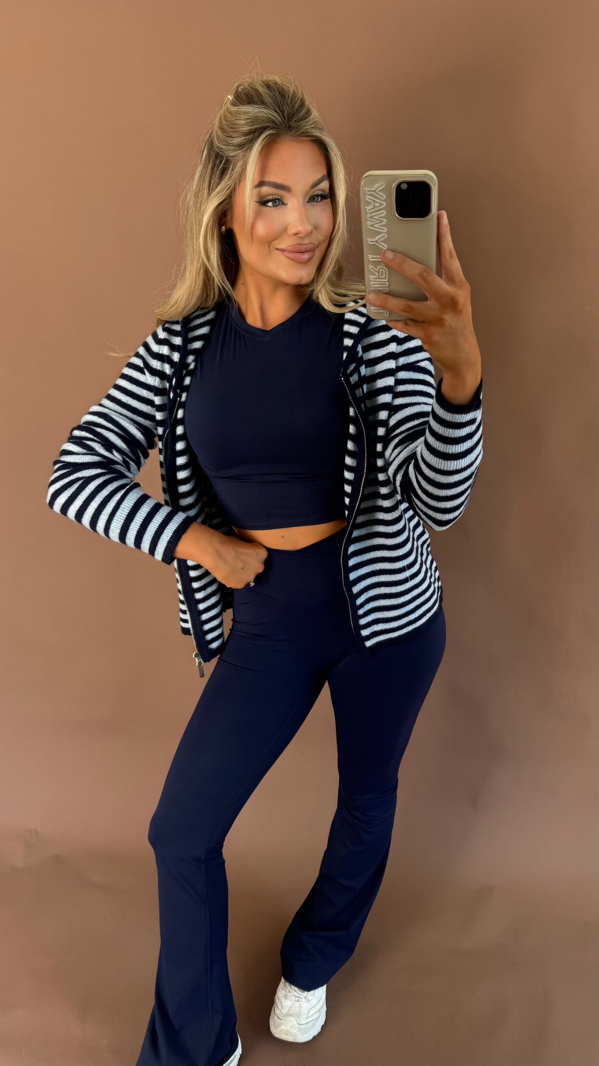 COLD BREW STRIPED ZIP UP NAVY