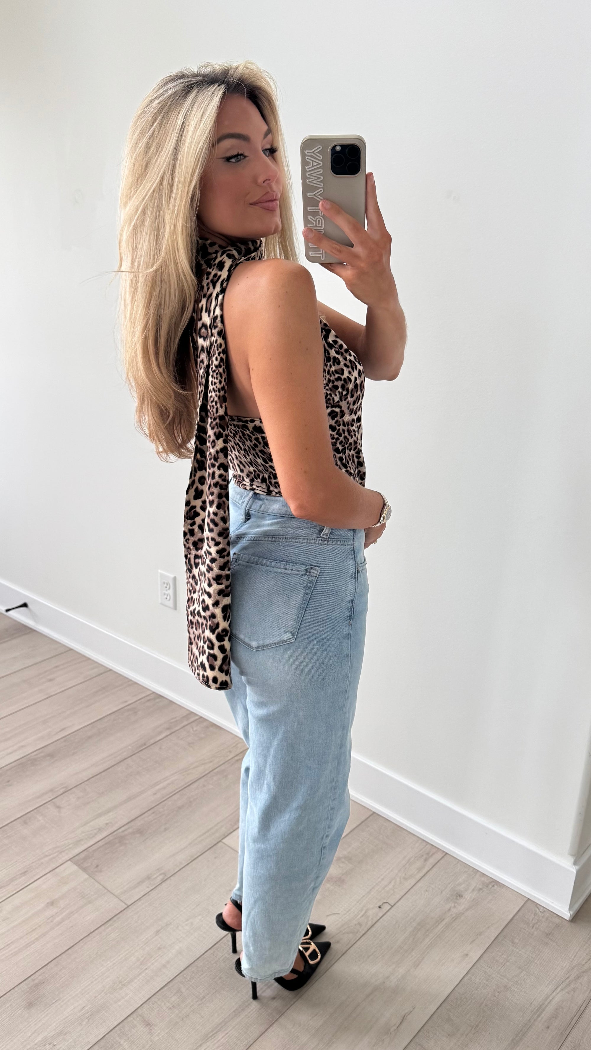 LEOPARD SCARF TOP