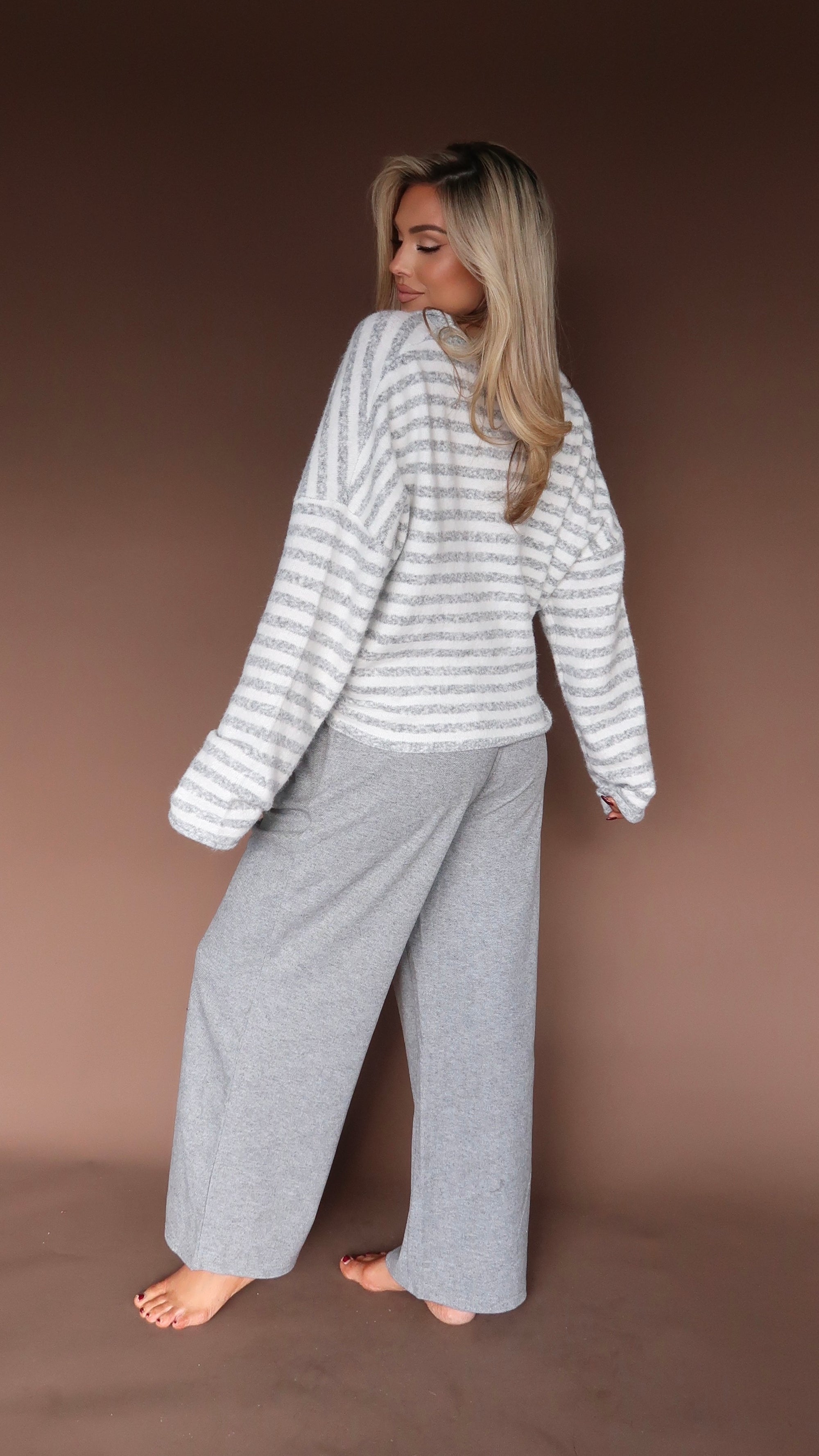 EAST COAST CARDIGAN HEATHER GREY STRIPED