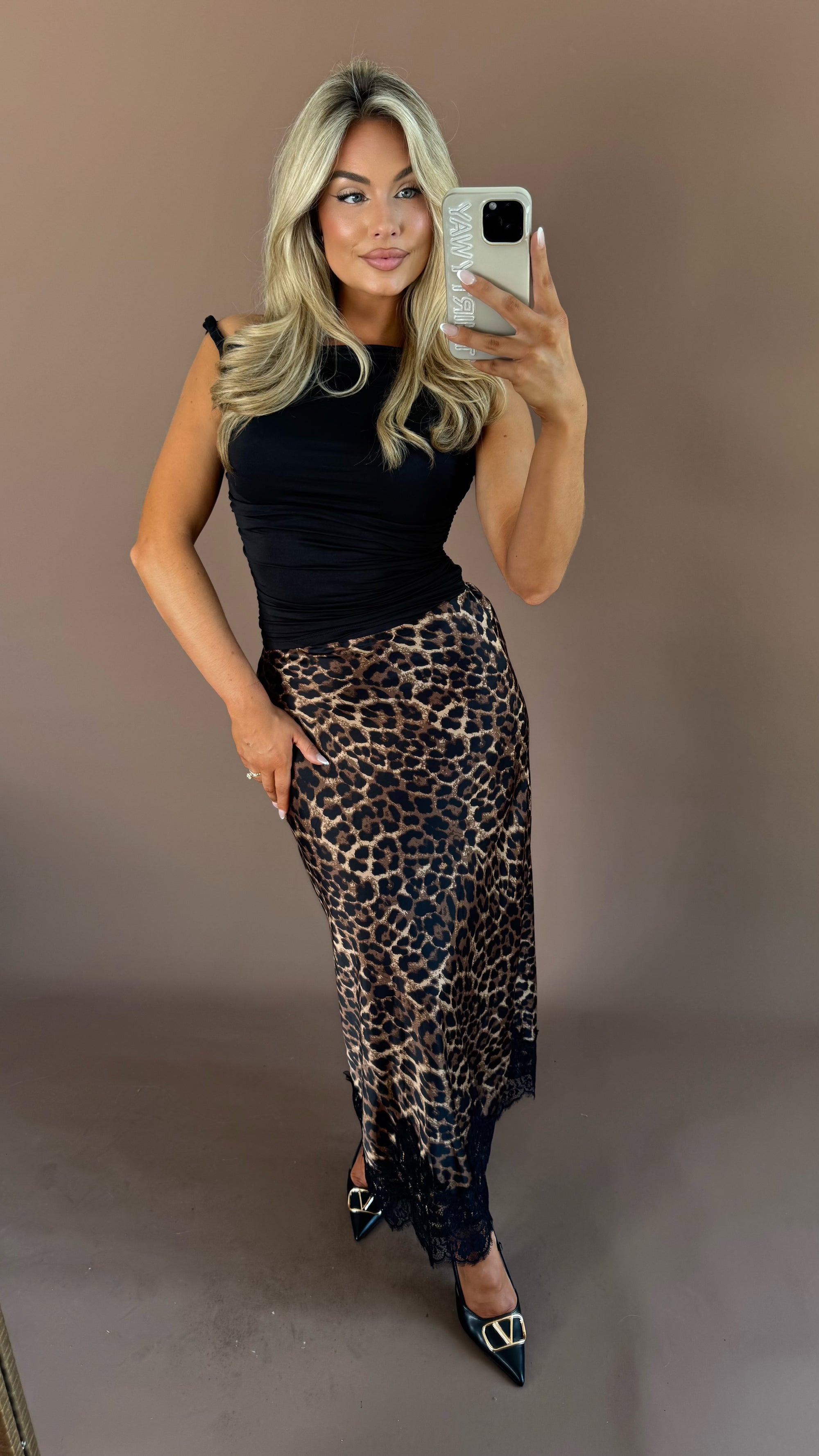 LEOPARD LACE MAXI SKIRT