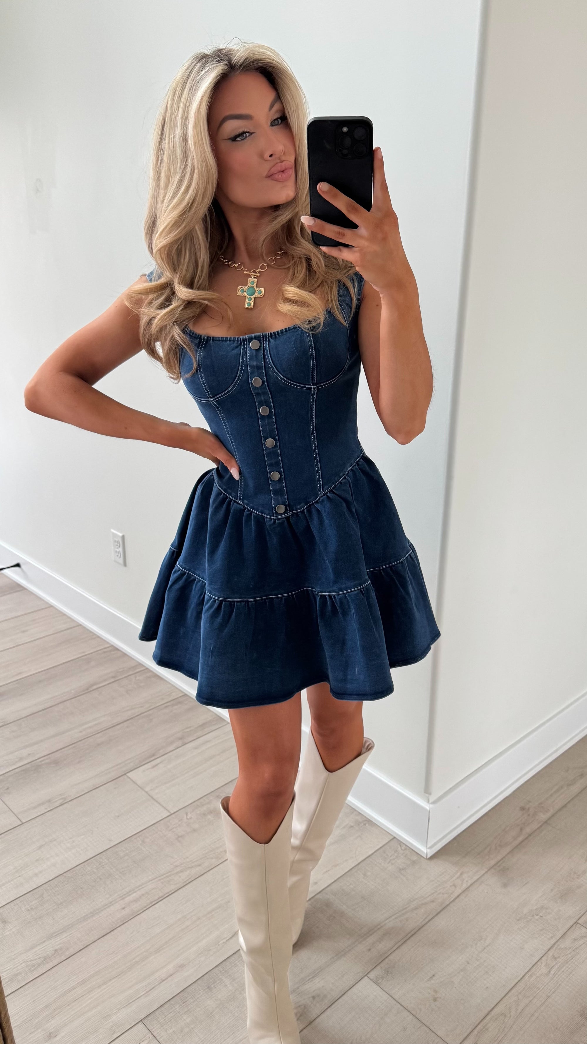 RODEO DARK DENIM MINI DRESS