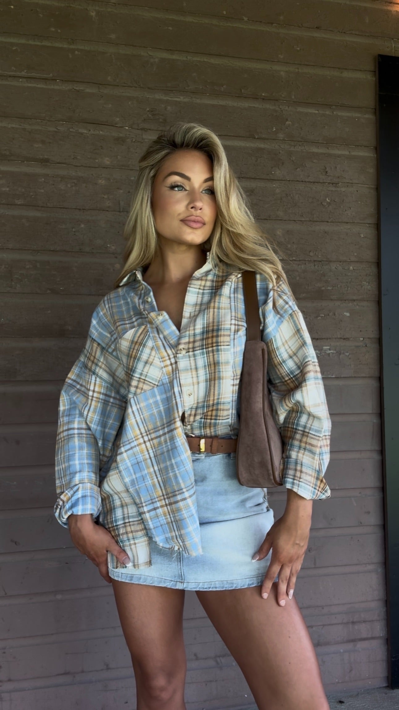 CABELLA PLAID OVERSIZED FLANNEL TAN