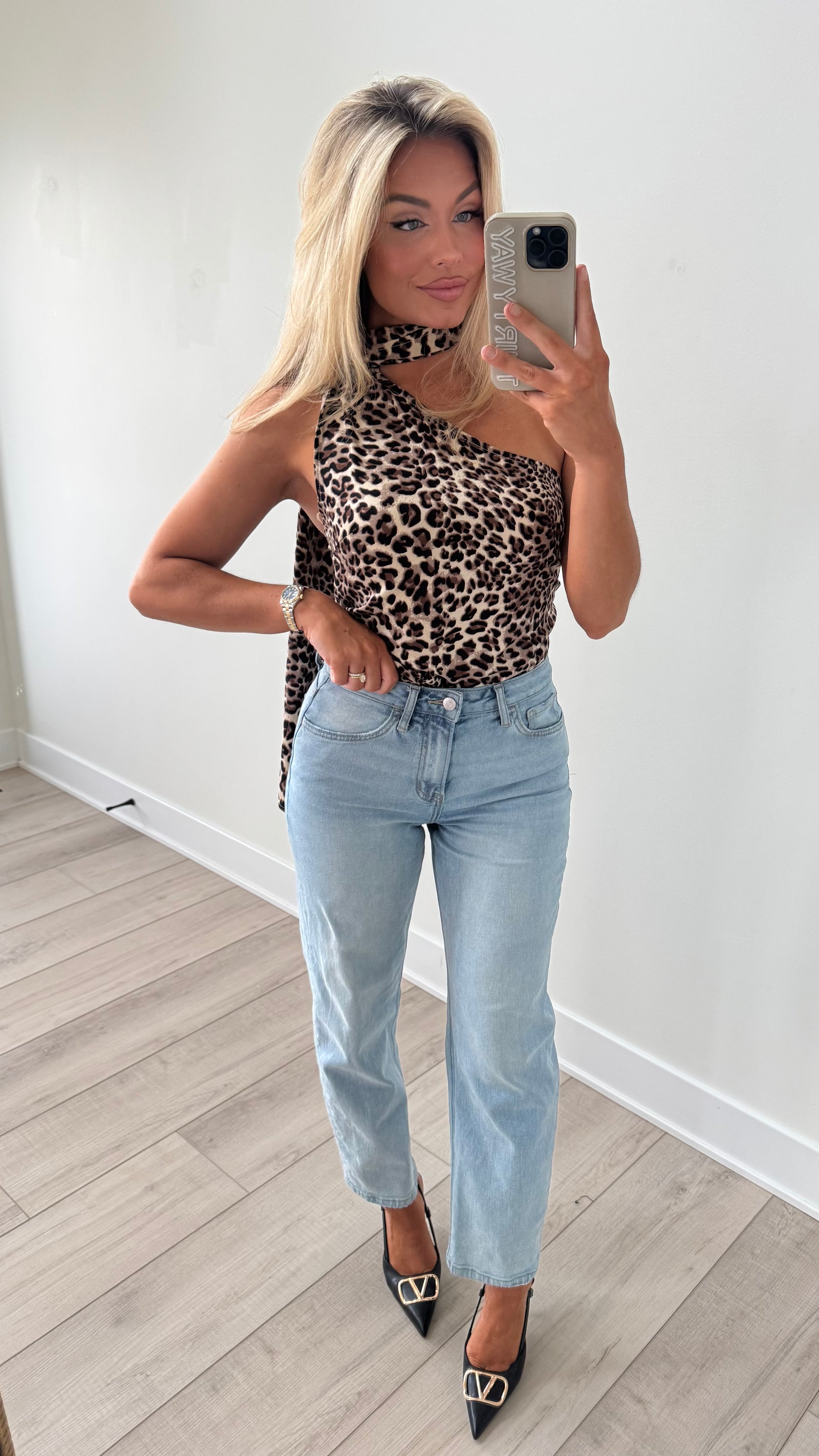 LEOPARD SCARF TOP