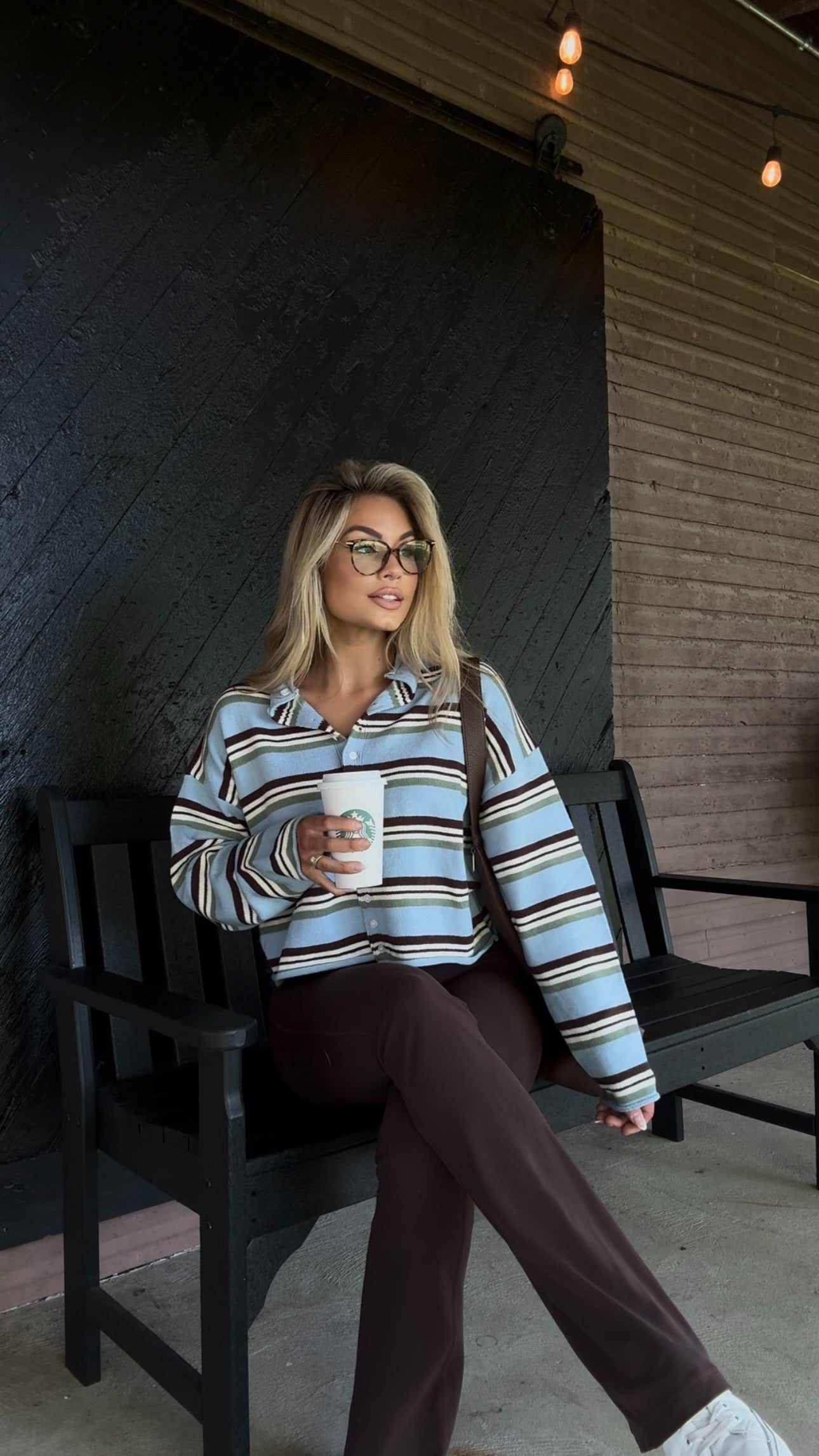 CEDAR MULTI STRIPED CARDIGAN BABY BLUE