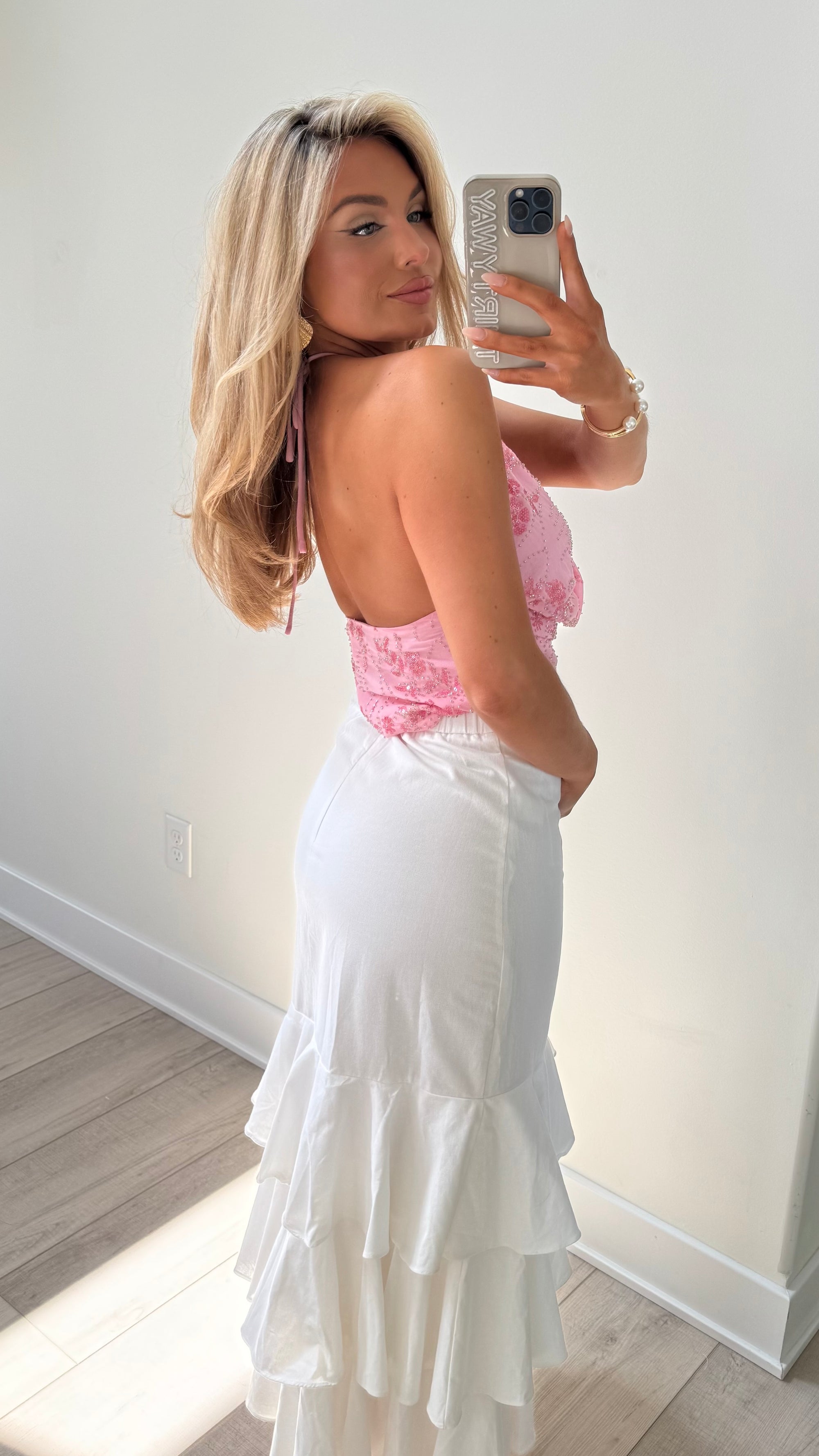 BEADED BLISS HALTER TOP