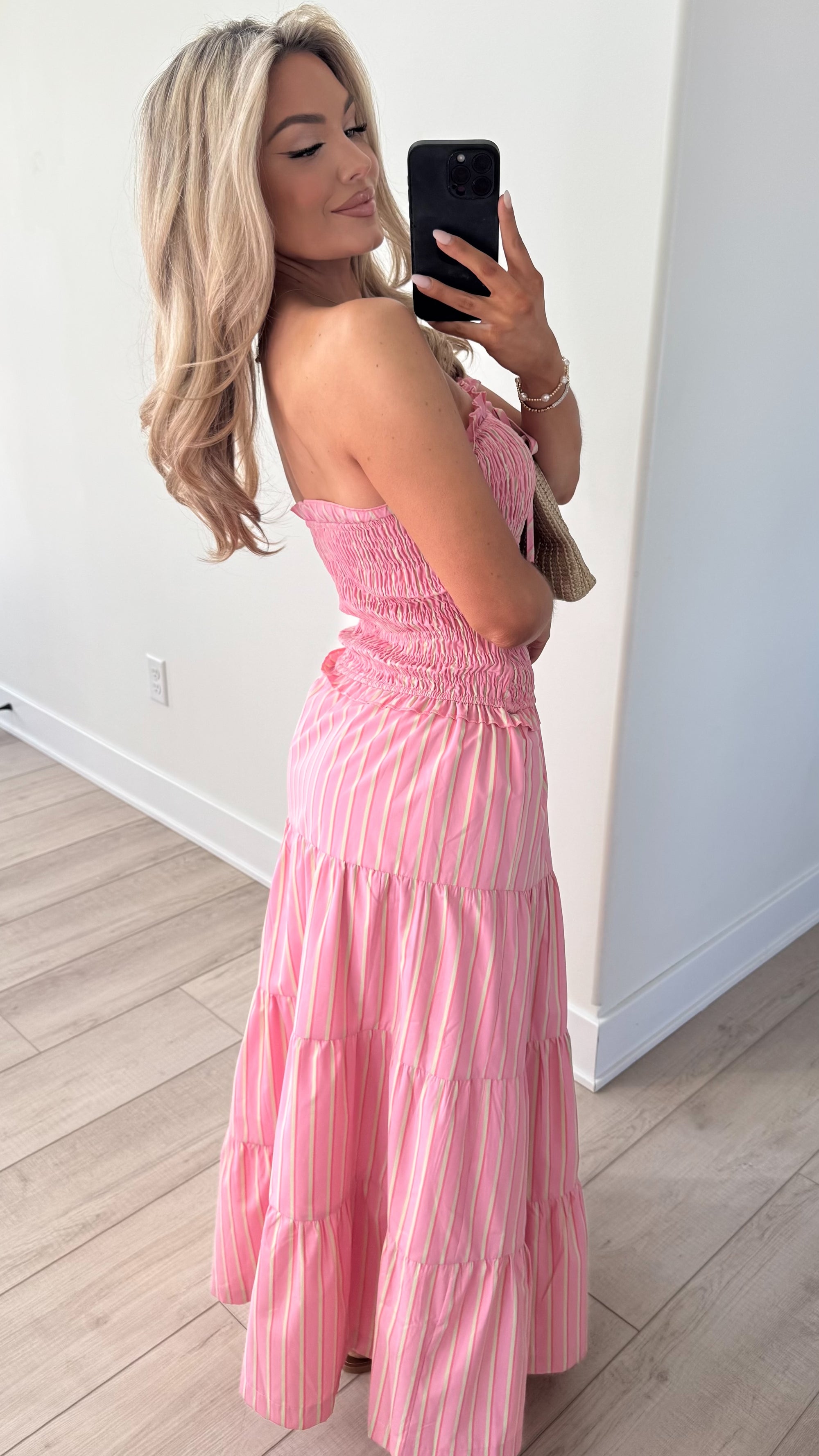 STRAWBERRY BLISS STRIPED MAXI DRESS