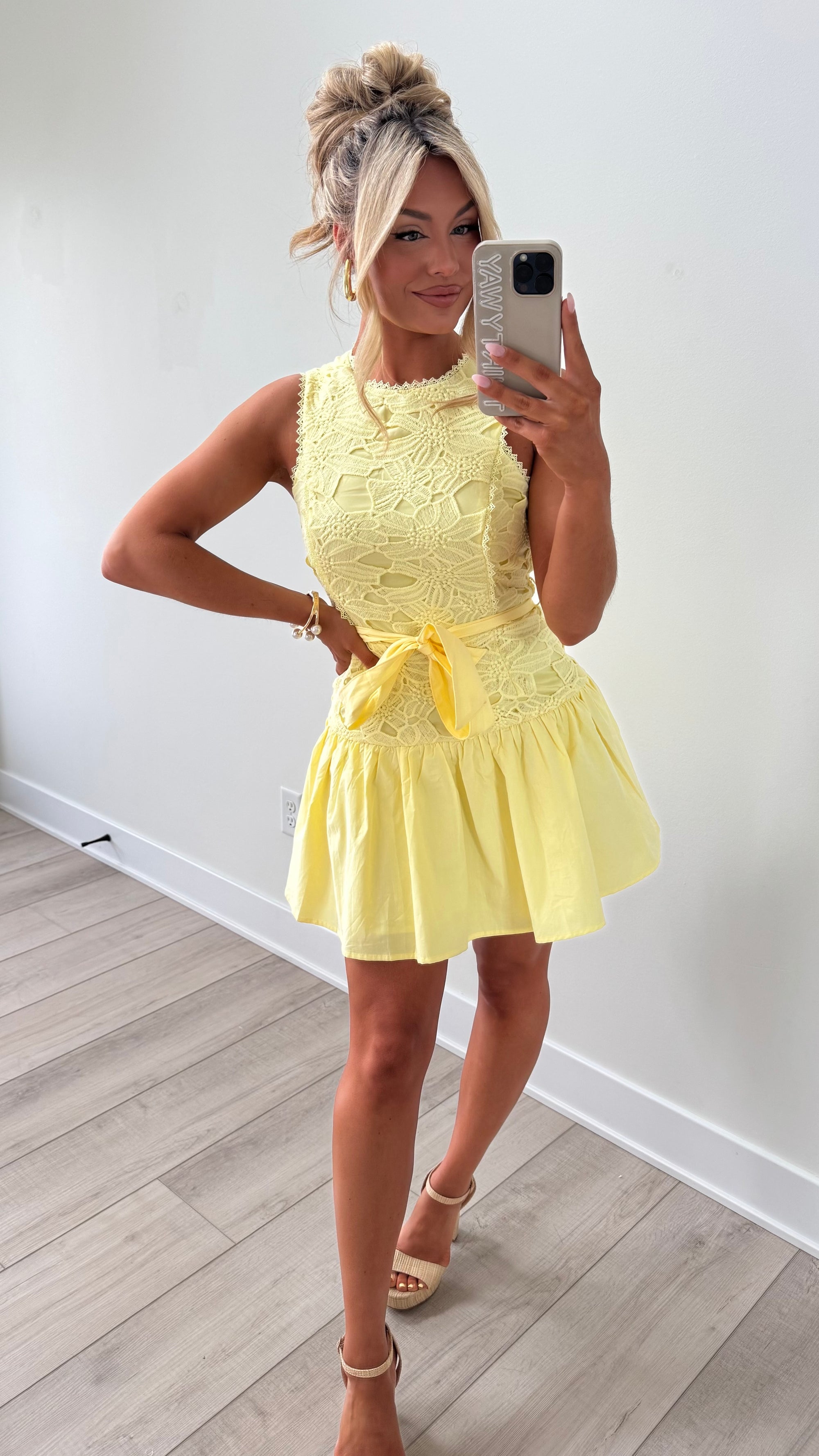 PALM BAY CROCHET FLORAL MINI DRESS