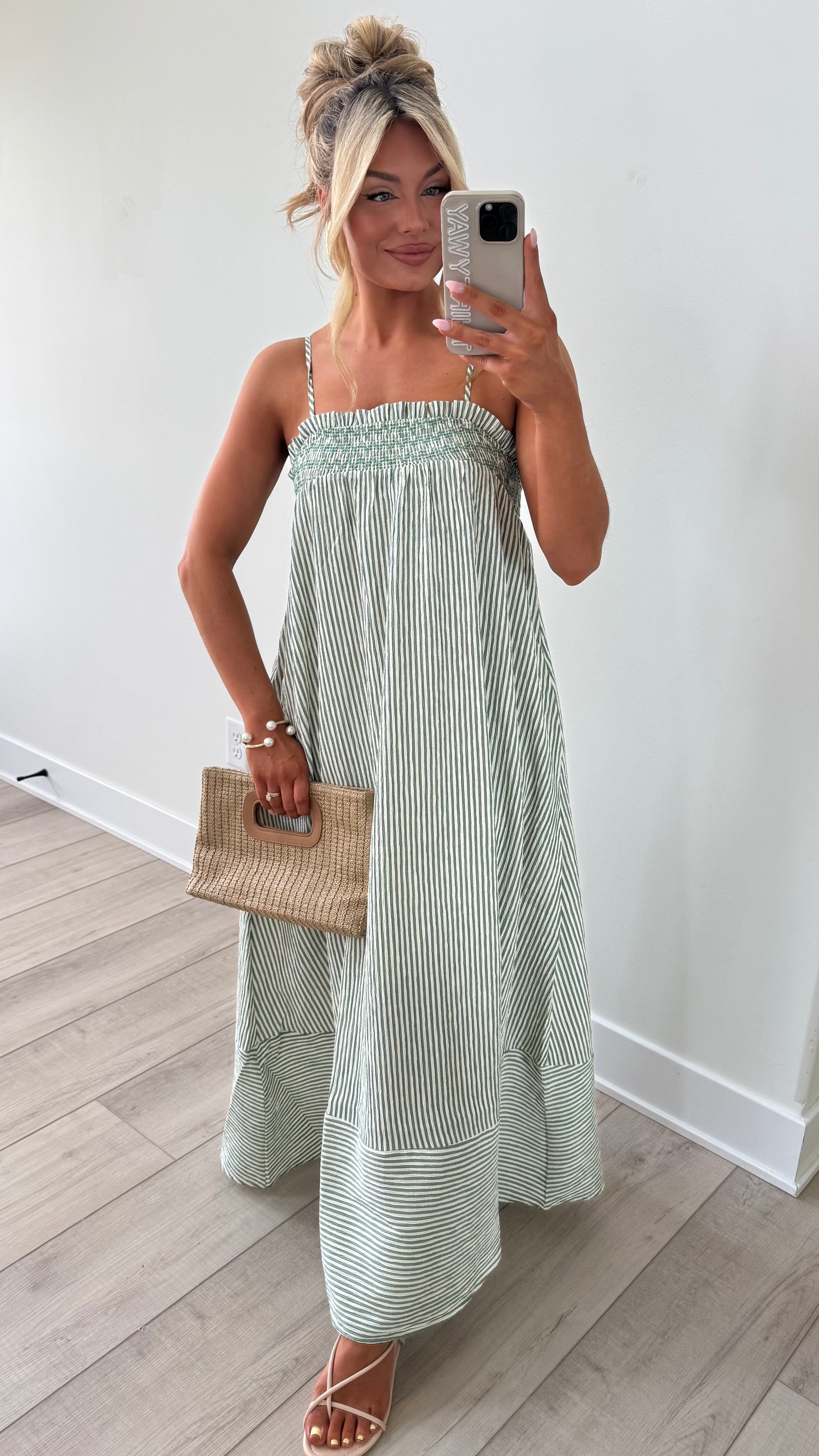 DRIFTWOOD STRIPED MAXI DRESS Green
