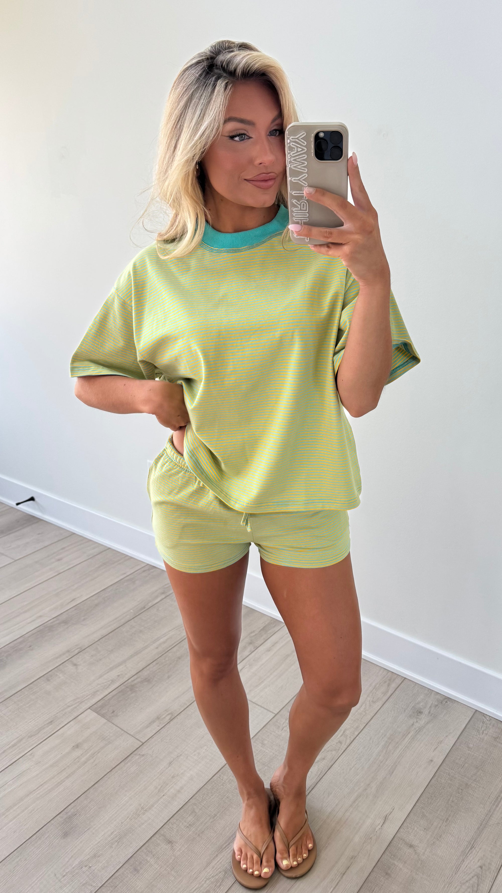SEA GLASS MICRO SHORT STRIPED SET