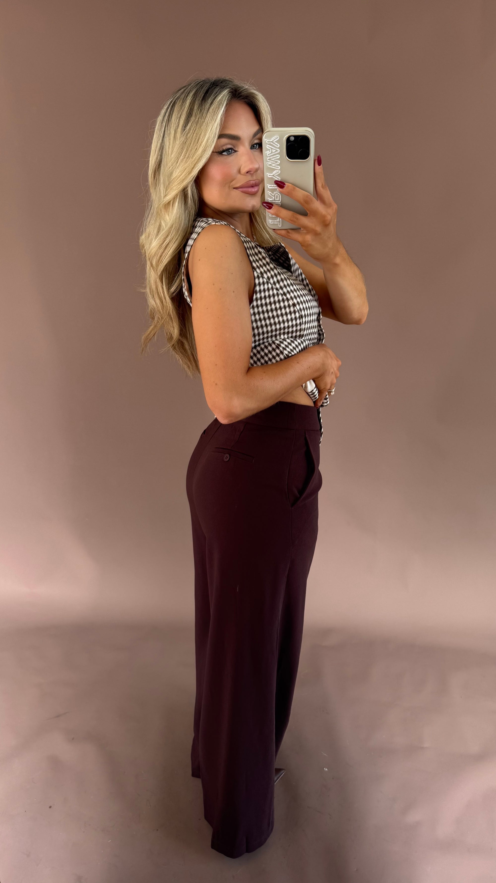 TAILORED WIDE LEG TROUSERS BROWN