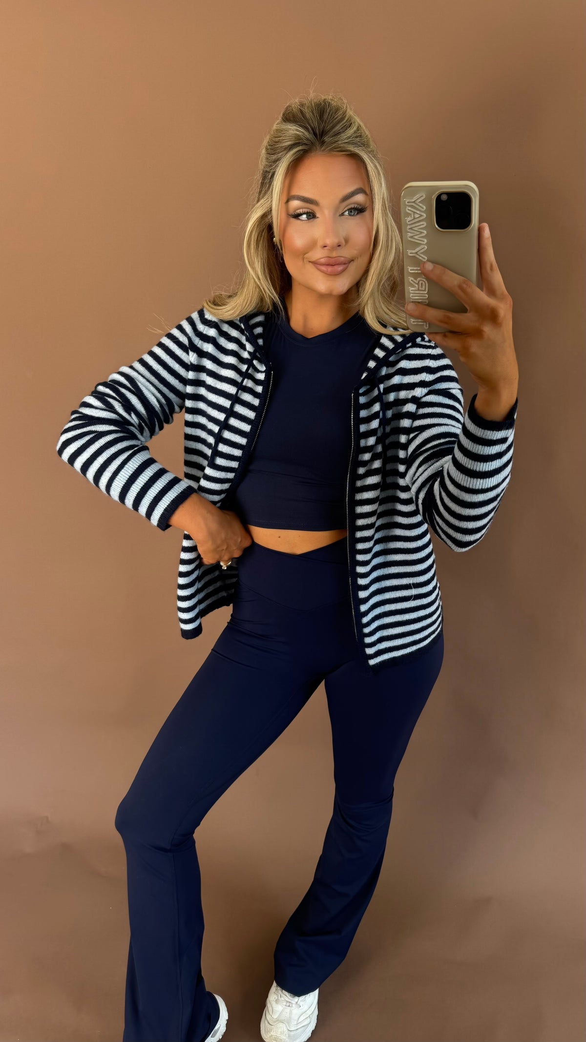 COLD BREW STRIPED ZIP UP NAVY