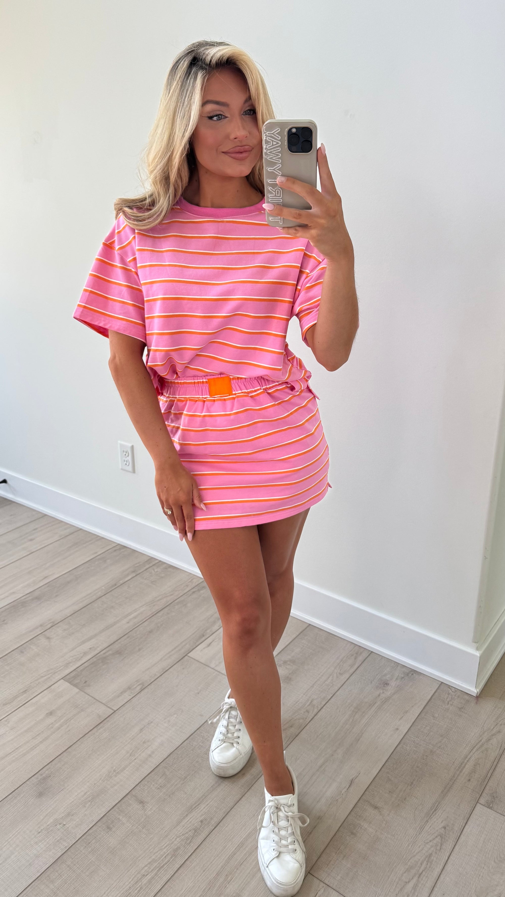 DOCKSIDE STRIPED SKORT SET PINK