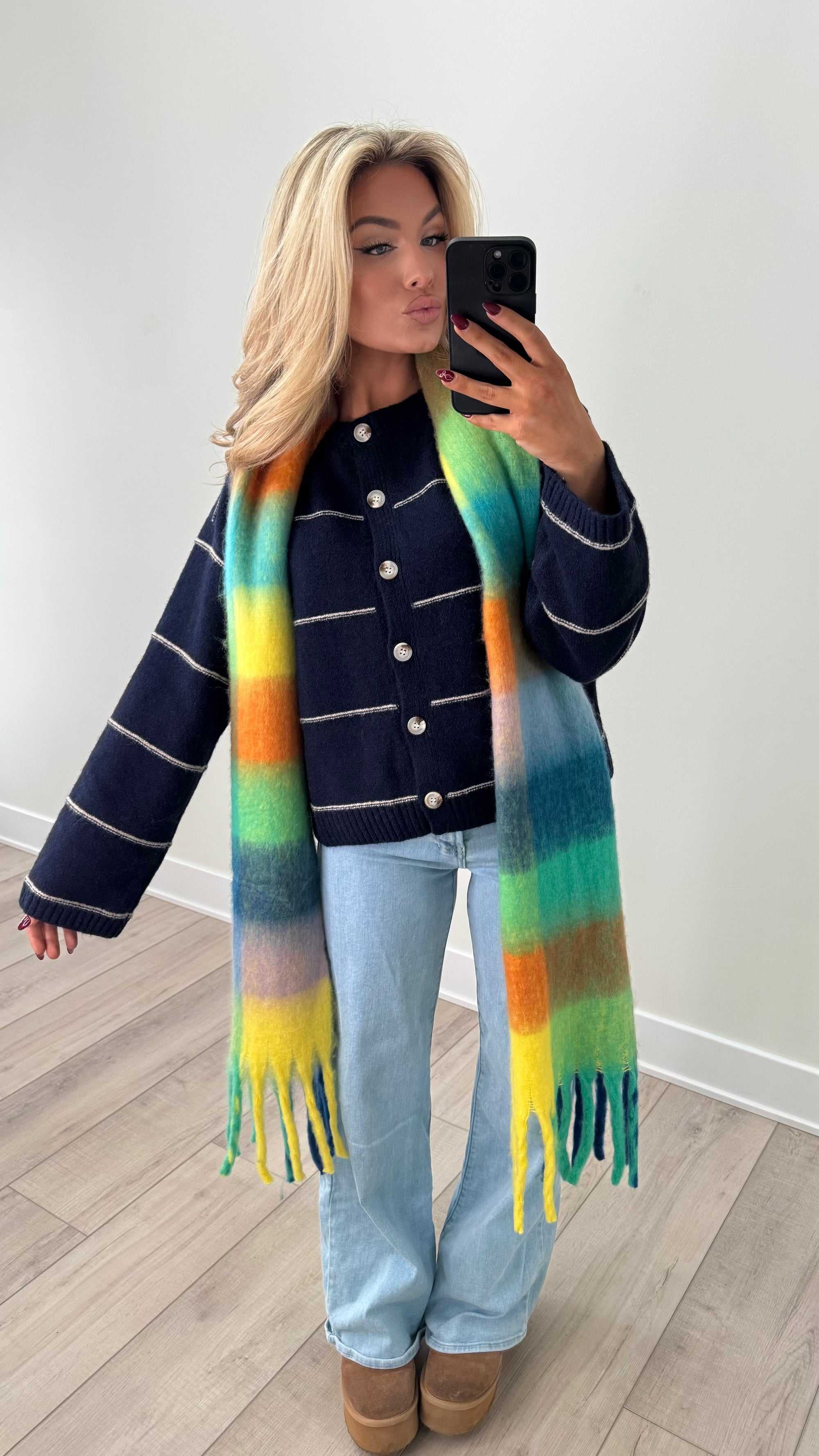 HENLEY STRIPED NAVY CARDIGAN
