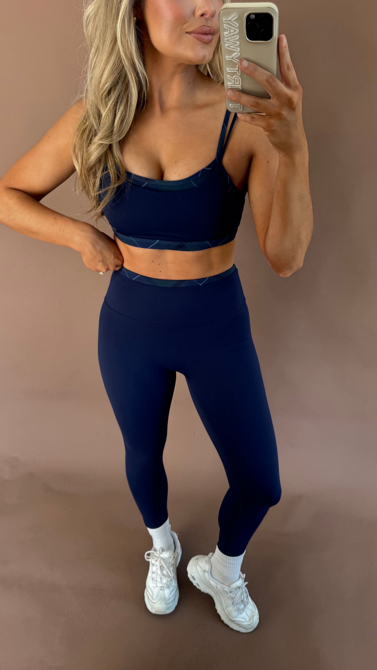 CAMBRIDGE LAYERED PLAID LEGGINGS NAVY