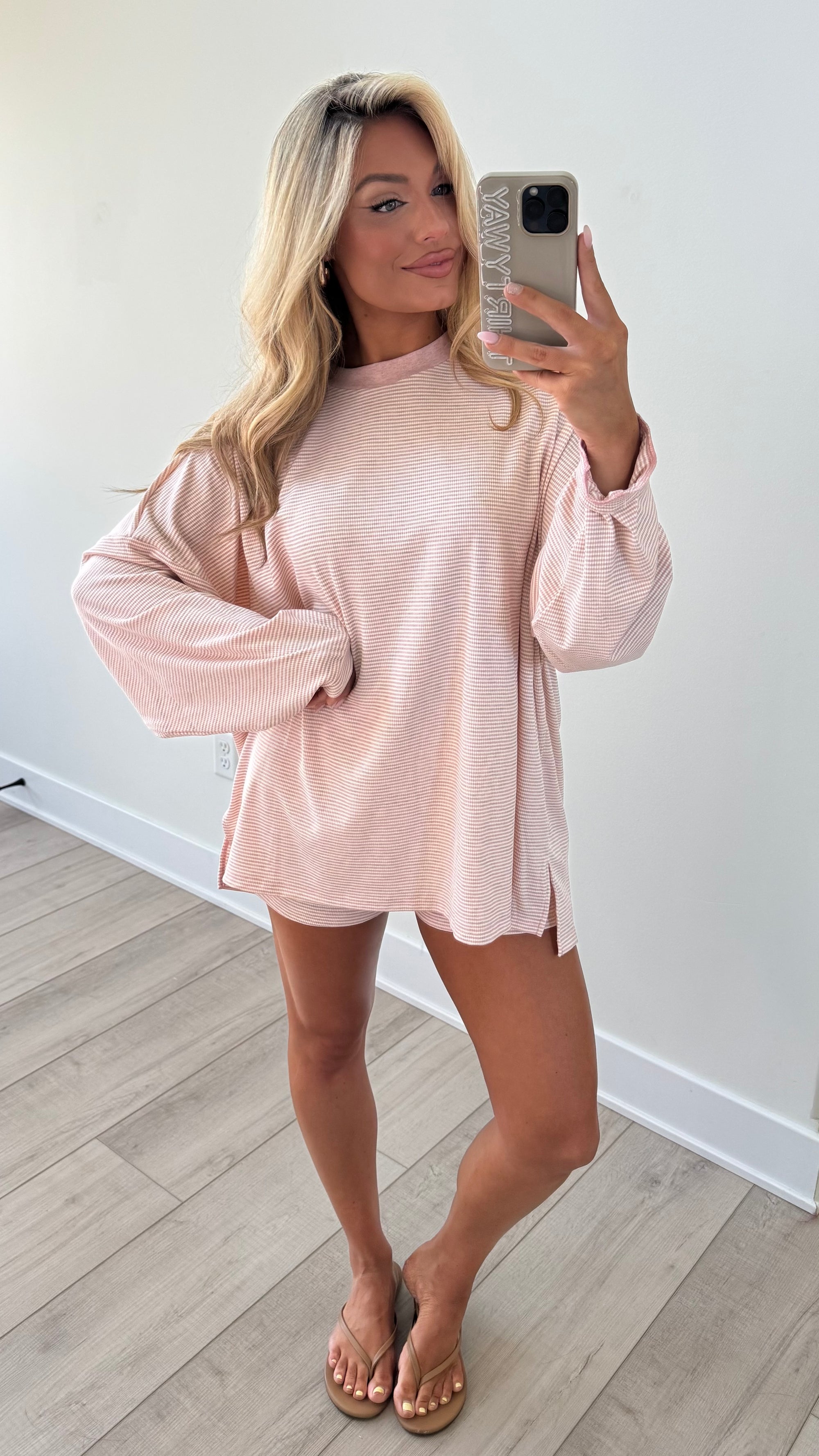 LAKESIDE RIBBED LOUNGE SHORTS PINK