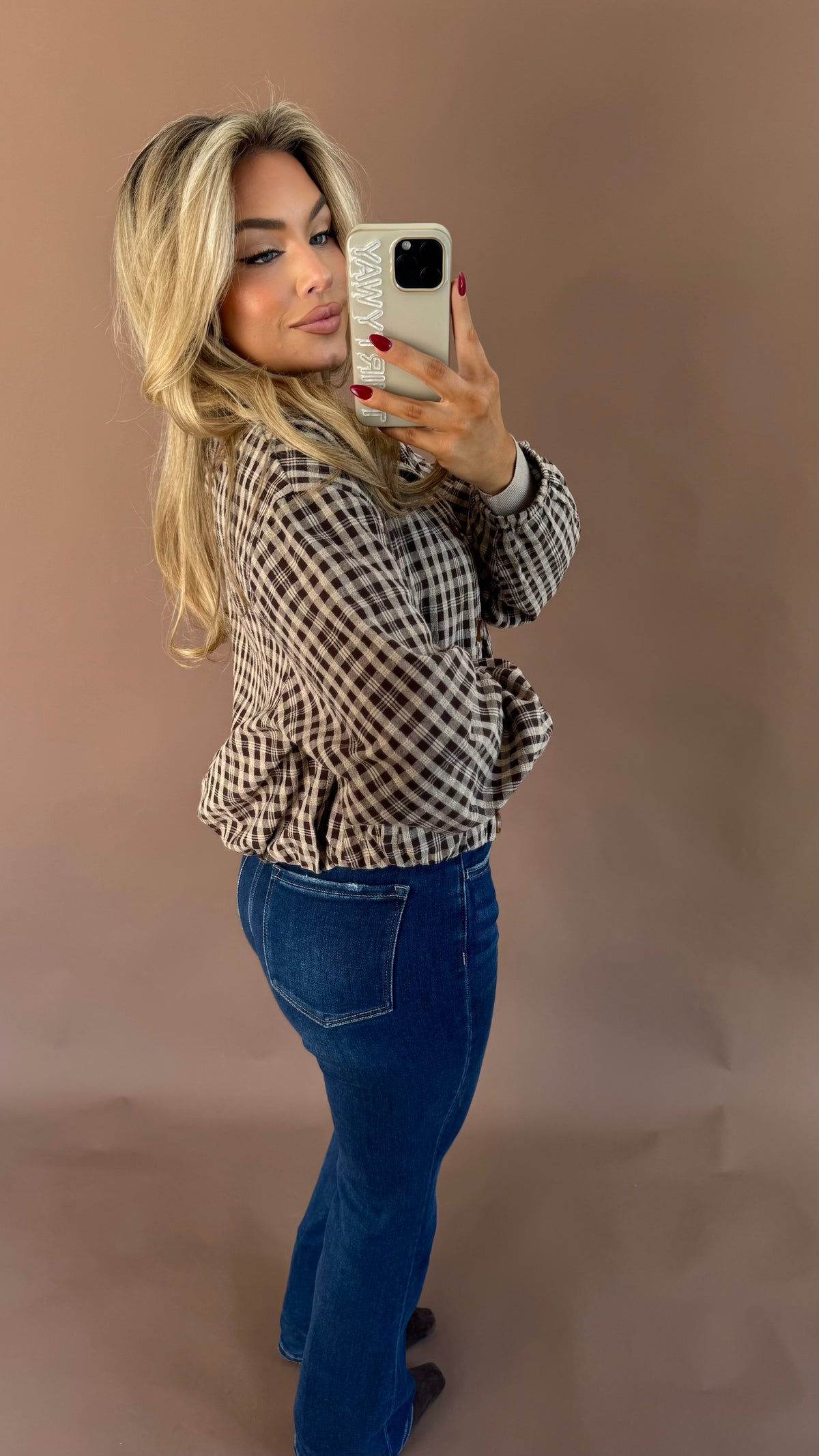 APPLE CRISP GINGHAM BOMBER JACKET