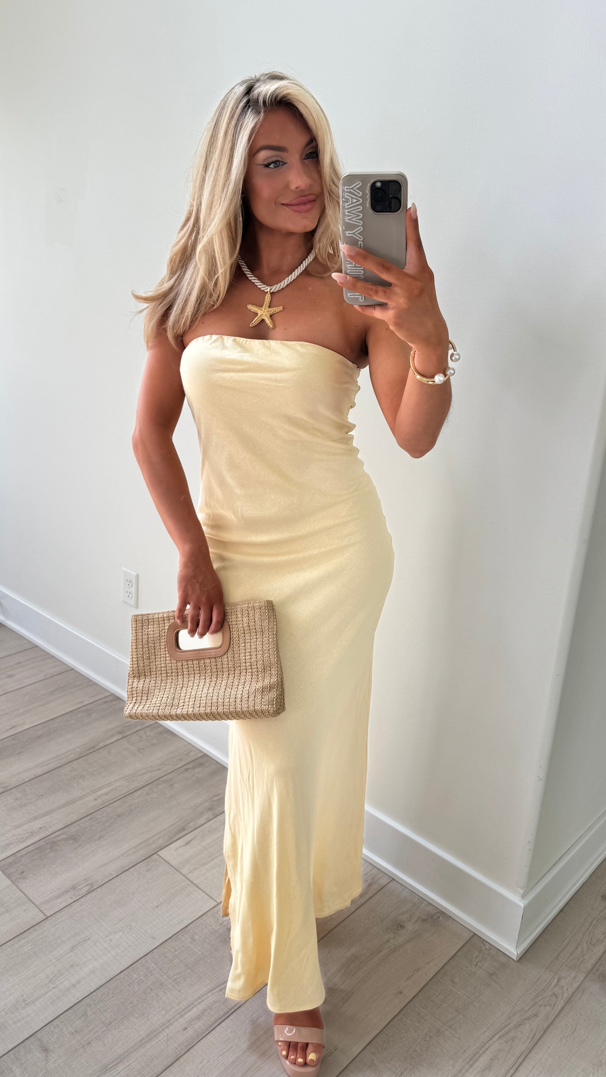 HUNNIE STRAPLESS MAXI DRESS BUTTER