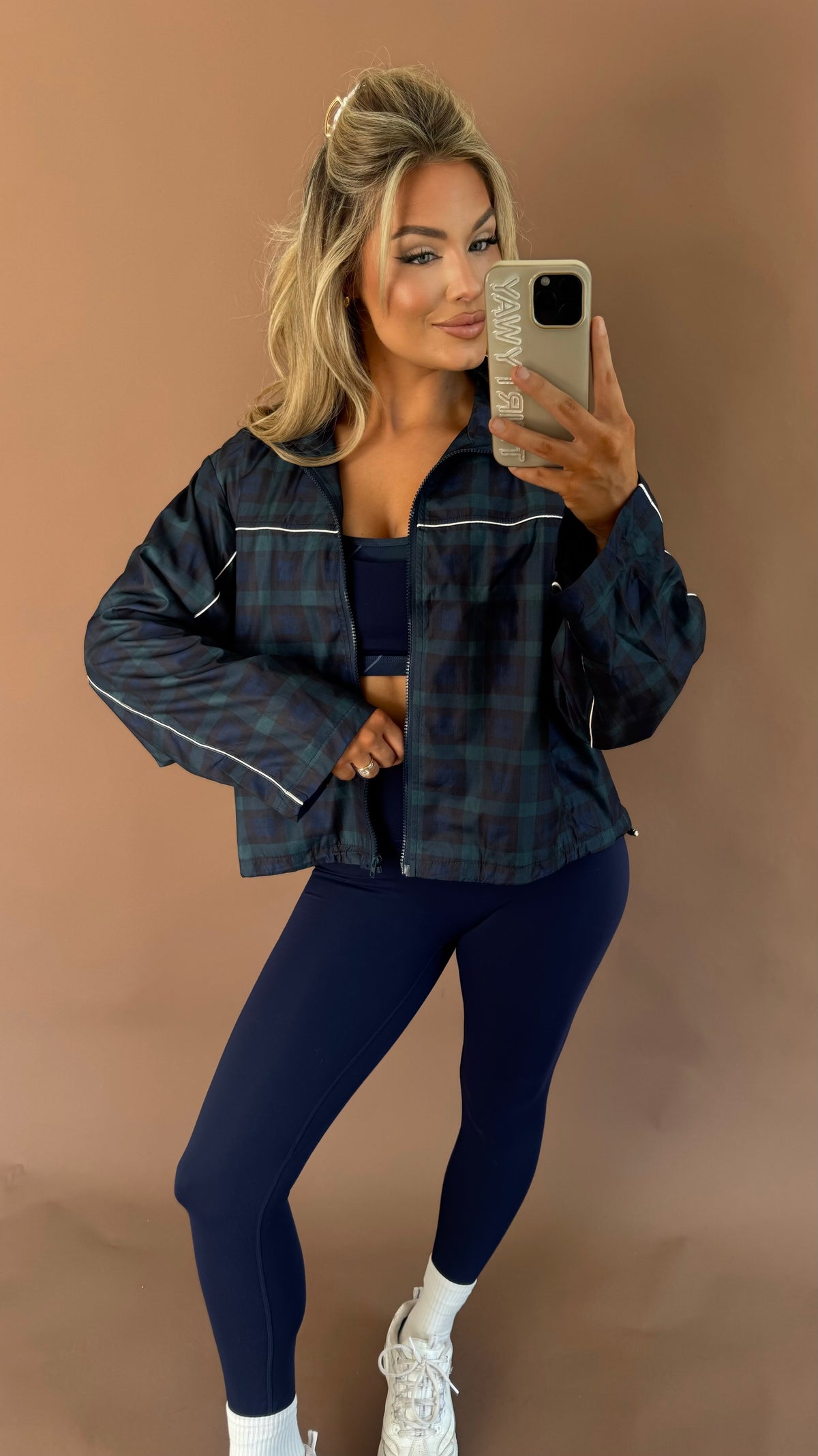 MILLIE PLAID WINDBREAKER NAVY