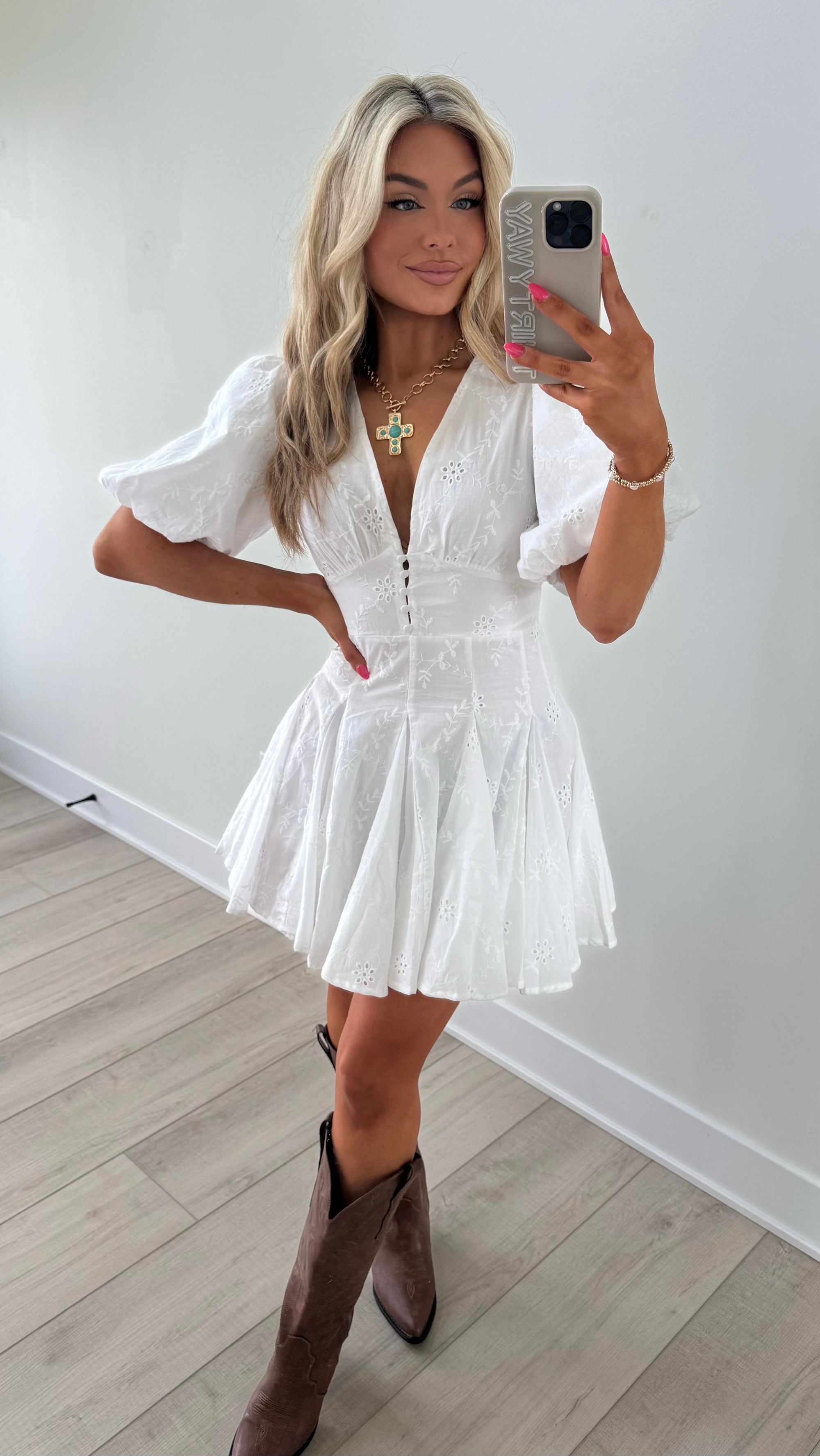 DALIAH EYELET MINI DRESS