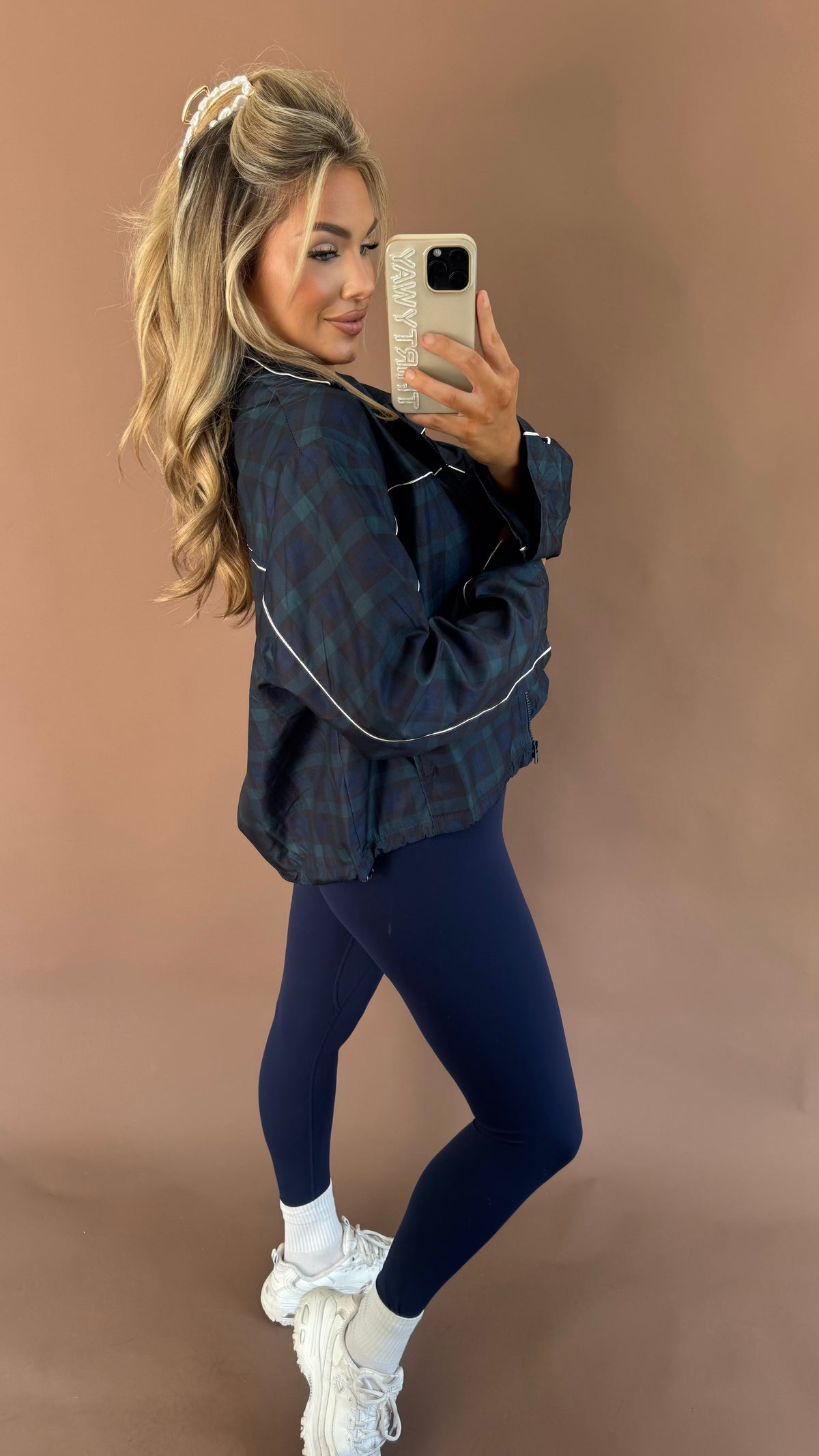 MILLIE PLAID WINDBREAKER NAVY