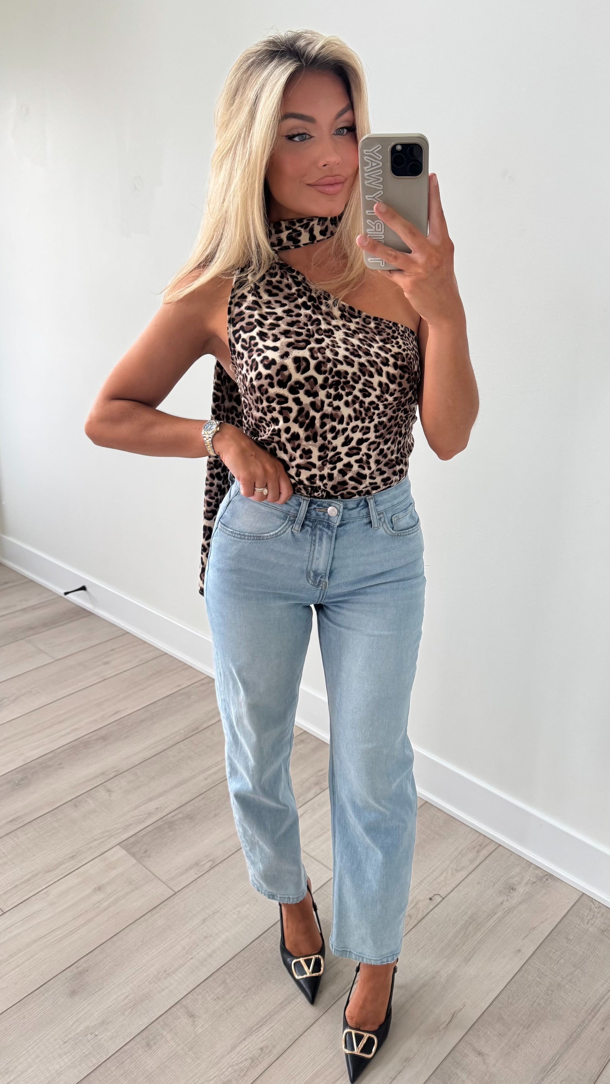 LEOPARD SCARF TOP