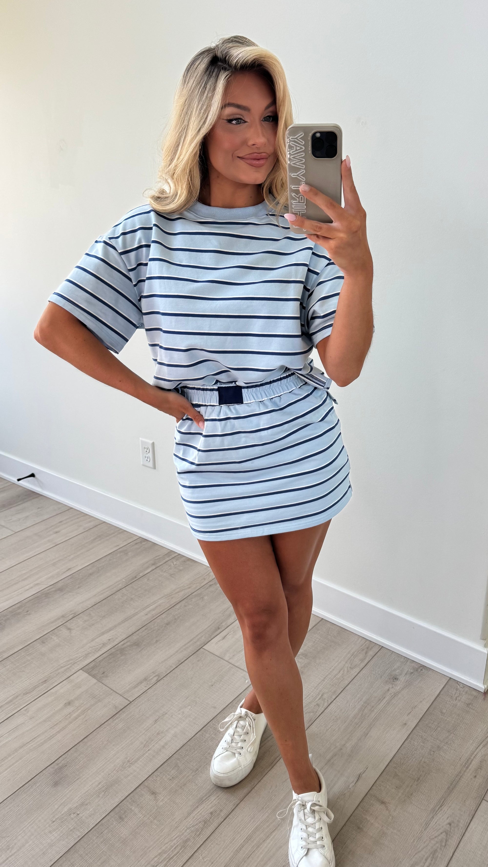 DOCKSIDE STRIPED SKORT SET BABY BLUE