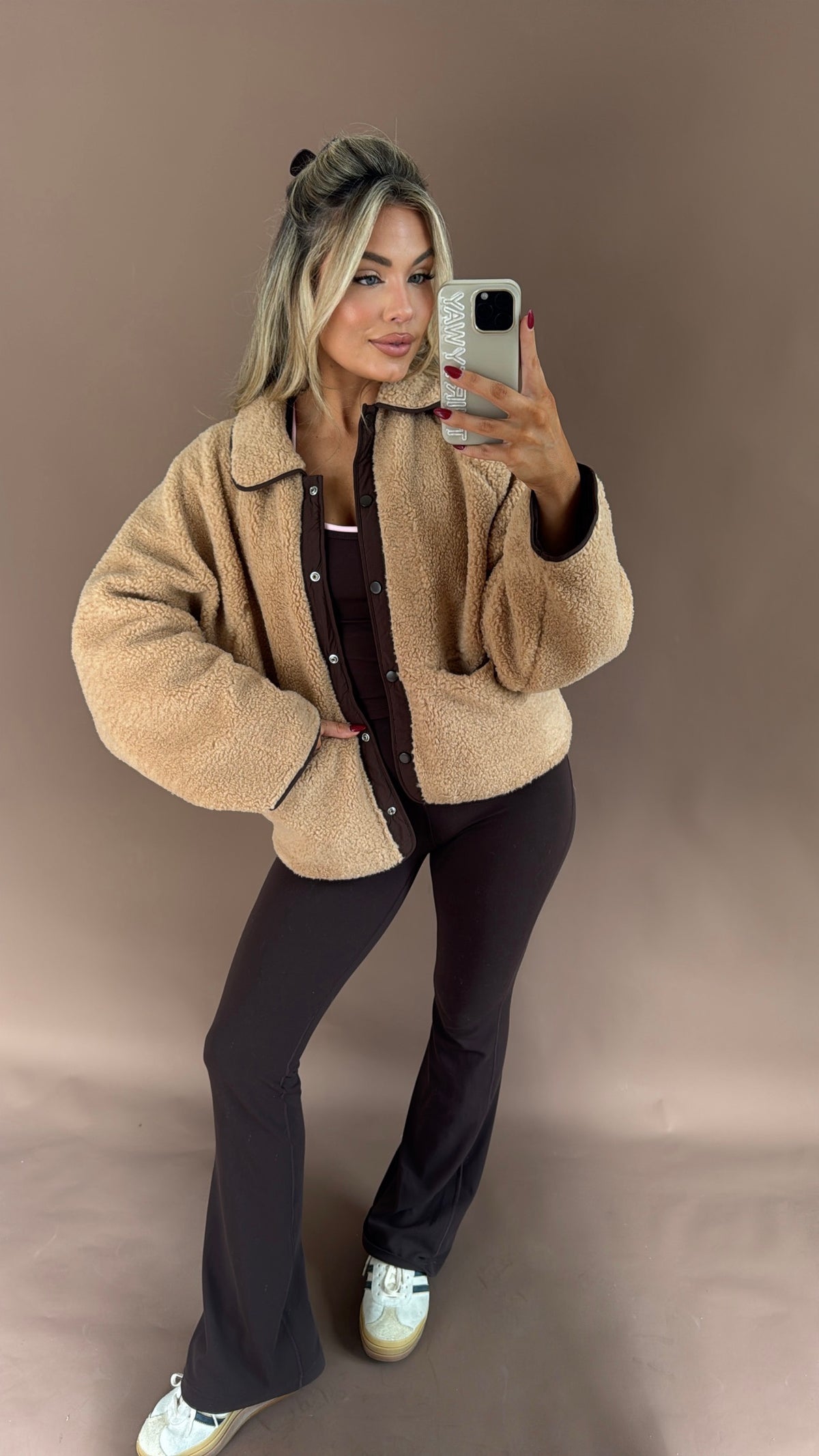 REVERSIBLE TEDDY JACKET CAMEL