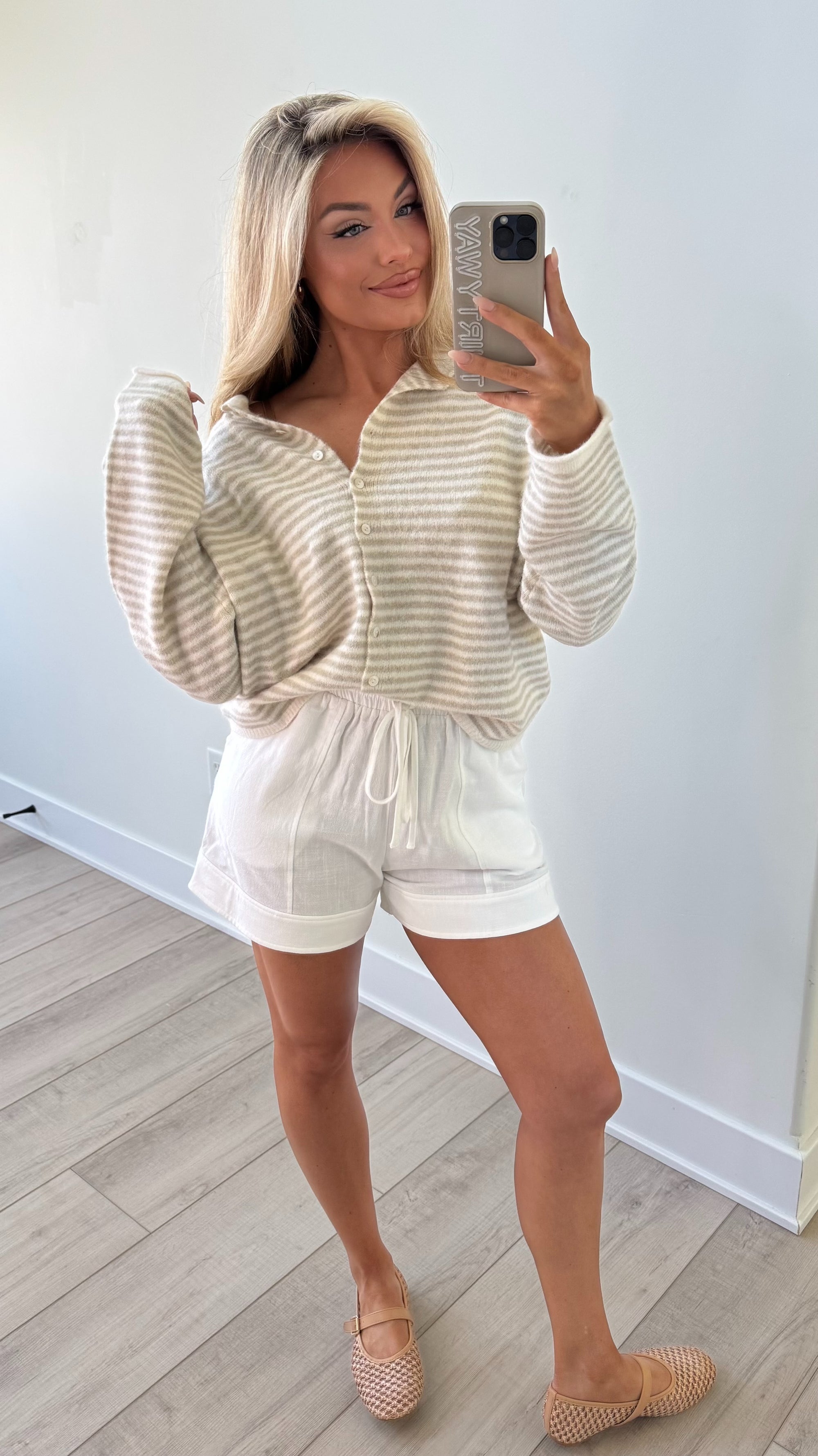 EAST COAST CARDIGAN CREAM/TAUPE