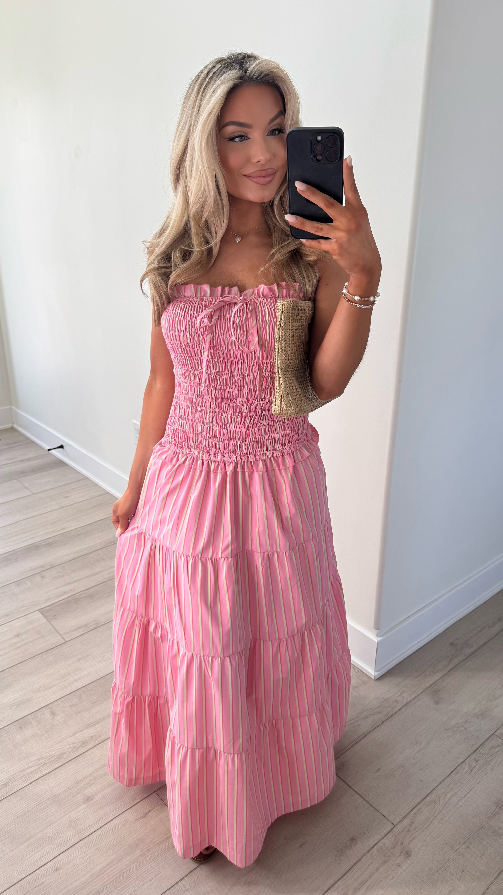 STRAWBERRY BLISS STRIPED MAXI DRESS