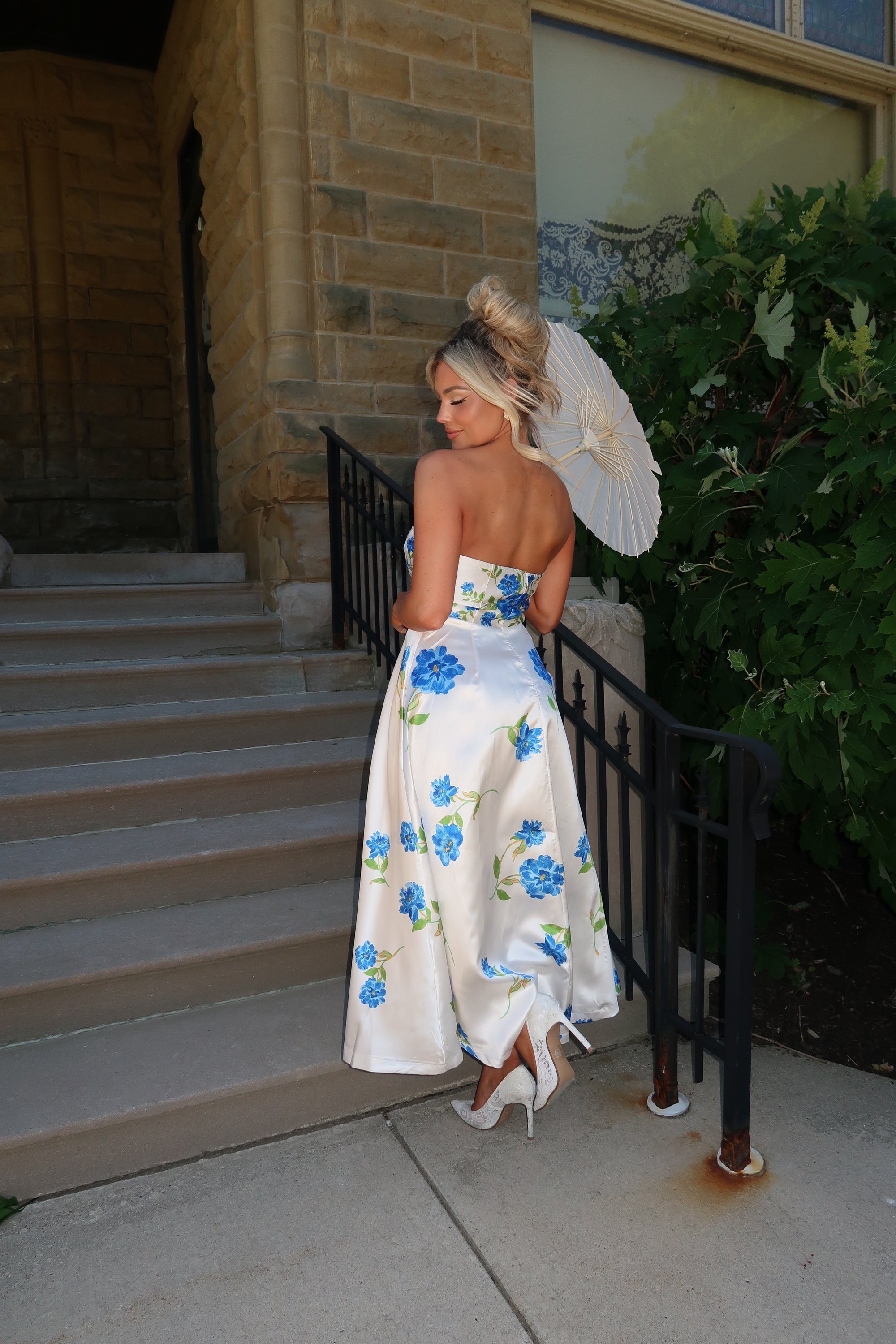 BRIDAL TEA BLUE FLORAL MAXI DRESS