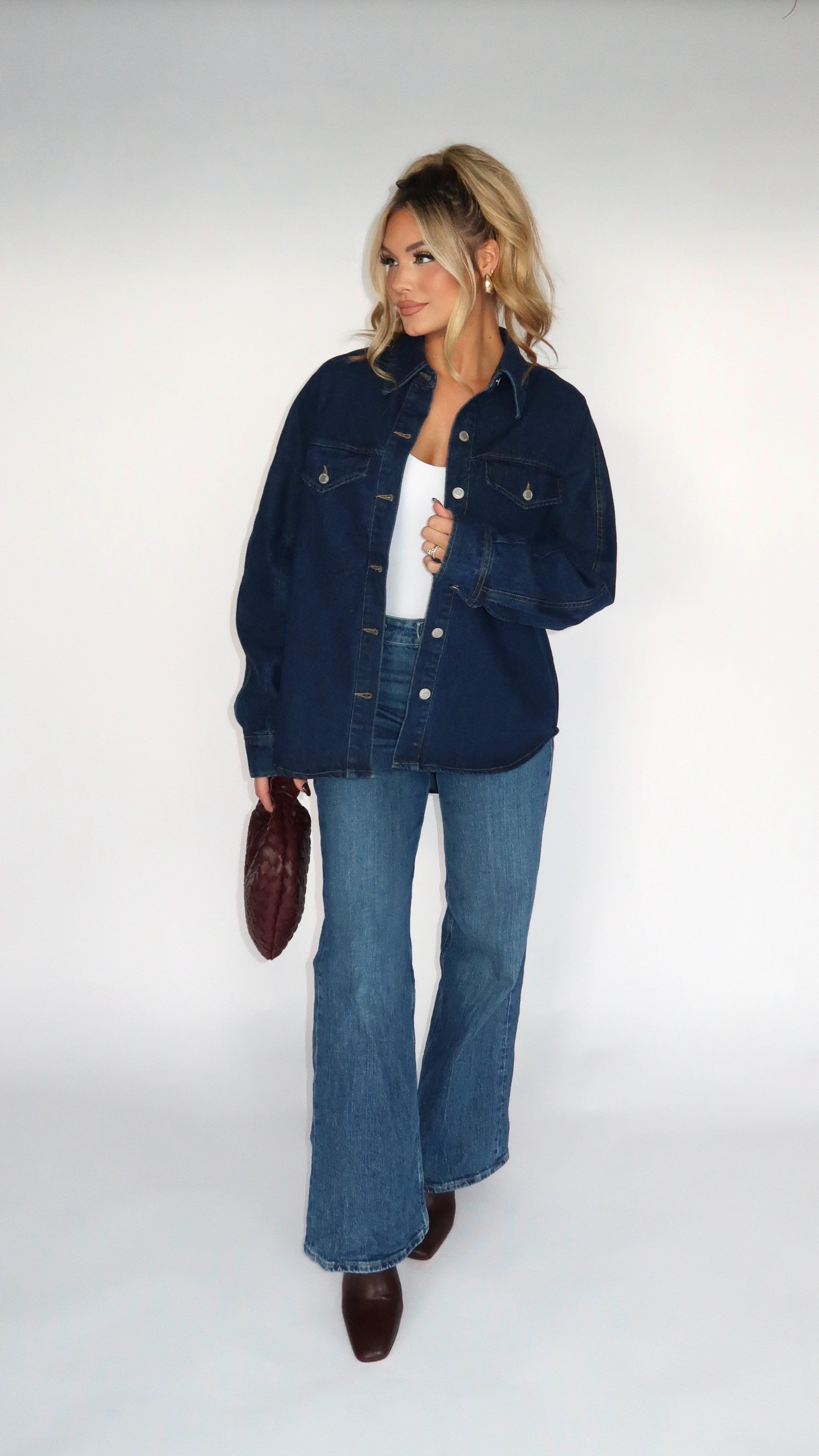 RALPH OVERSIZED DENIM BUTTON UP SHIRT JACKET