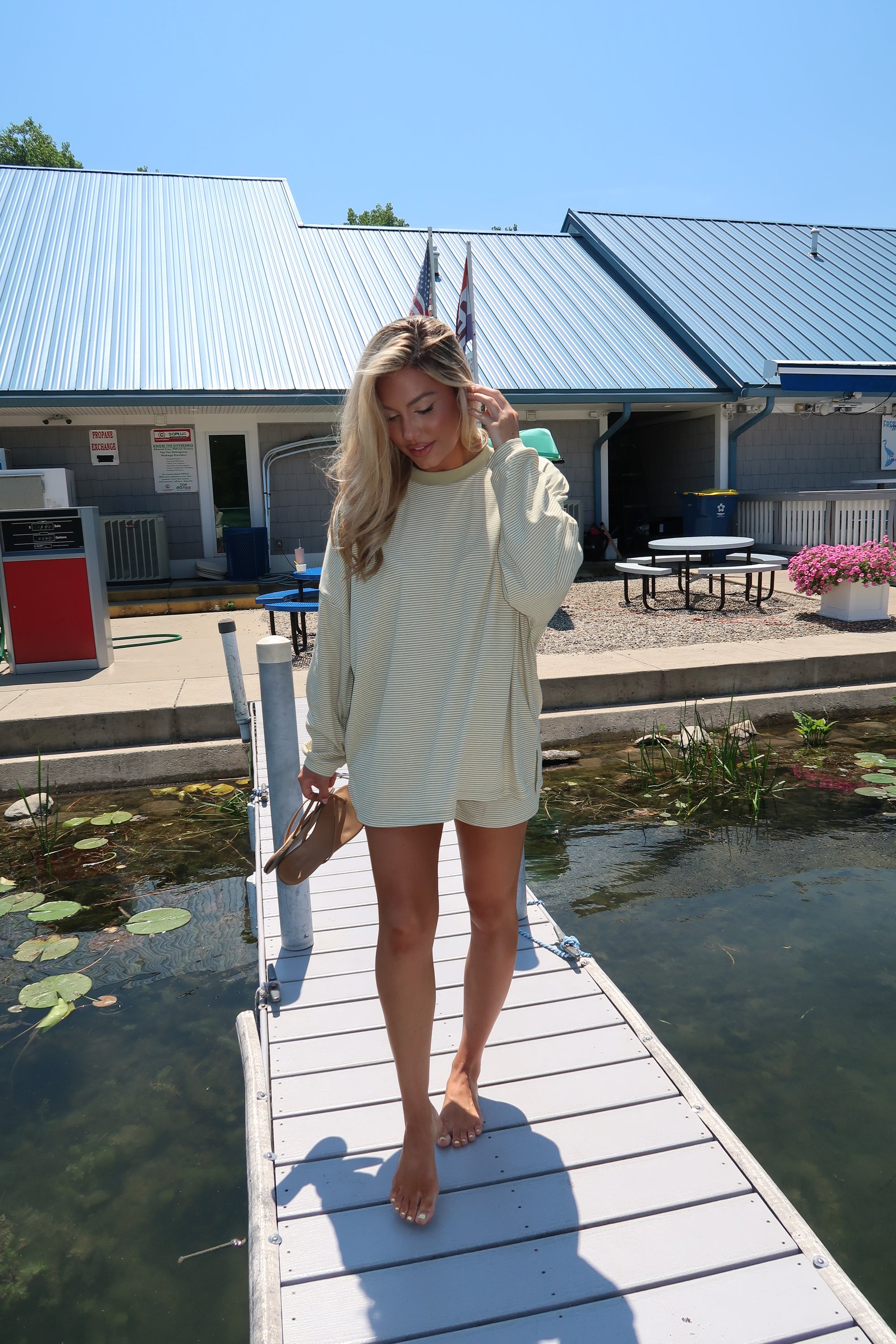 LAKESIDE RIBBED LOUNGE SHORTS MATCHA
