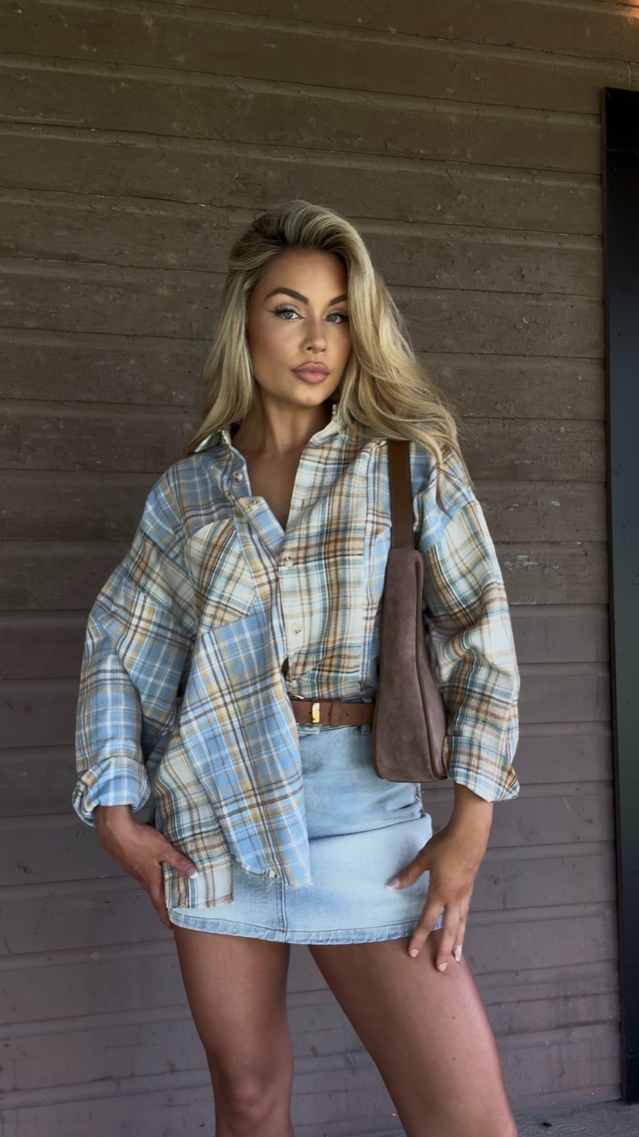 CABELLA PLAID OVERSIZED FLANNEL TAN